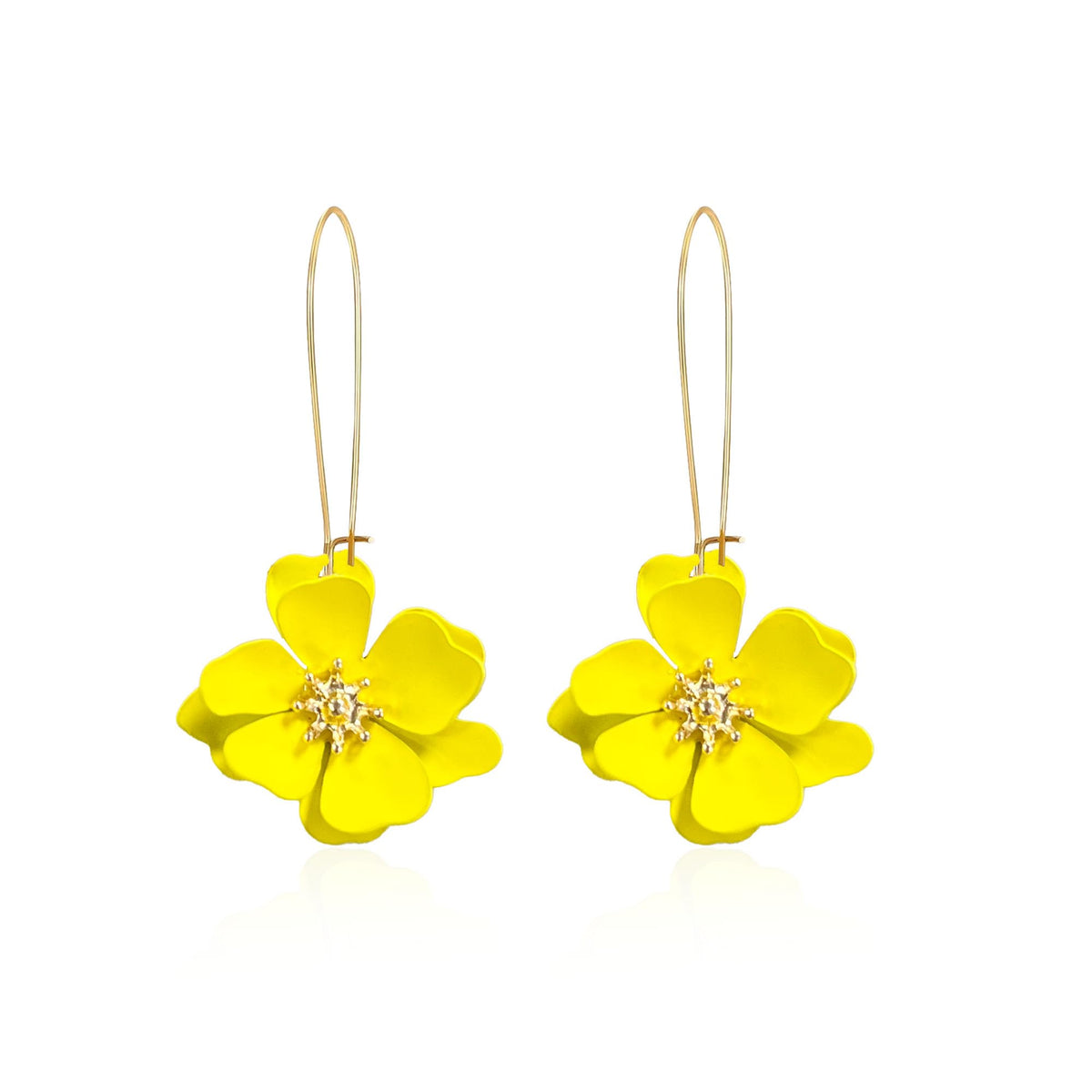 Bohemian Daisy Flower Matte Floral Long Petal Drop Dangle Earrings Layered Tiered for Women Chic Boho Wedding Jewelry