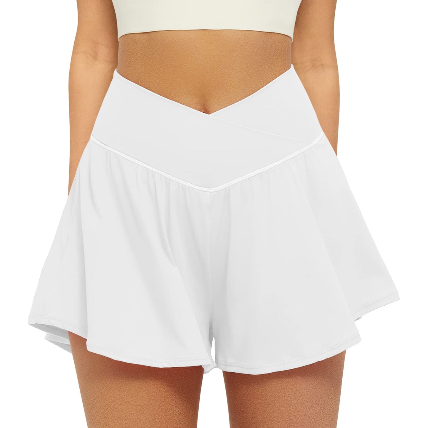 FireSwan Crossover Athletic Shorts for Women 2 in 1 Flowy Running Shorts with Pockets Spandex Butterfly Workout Tennis Skorts