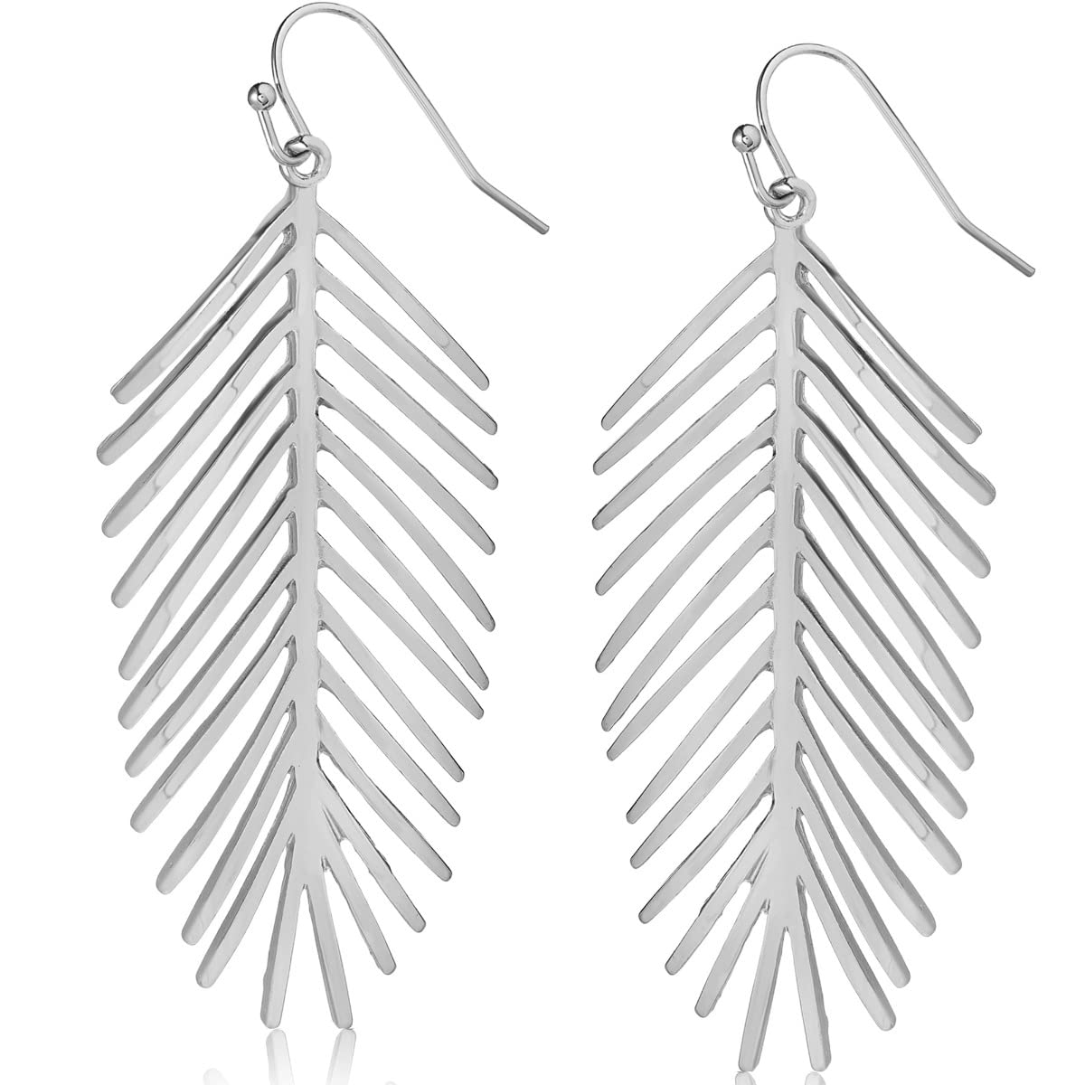 Palm Leaf Earrings for Women - Boho Tropical Dangle Earrings | Plated in Gold Tone or Silver Tone