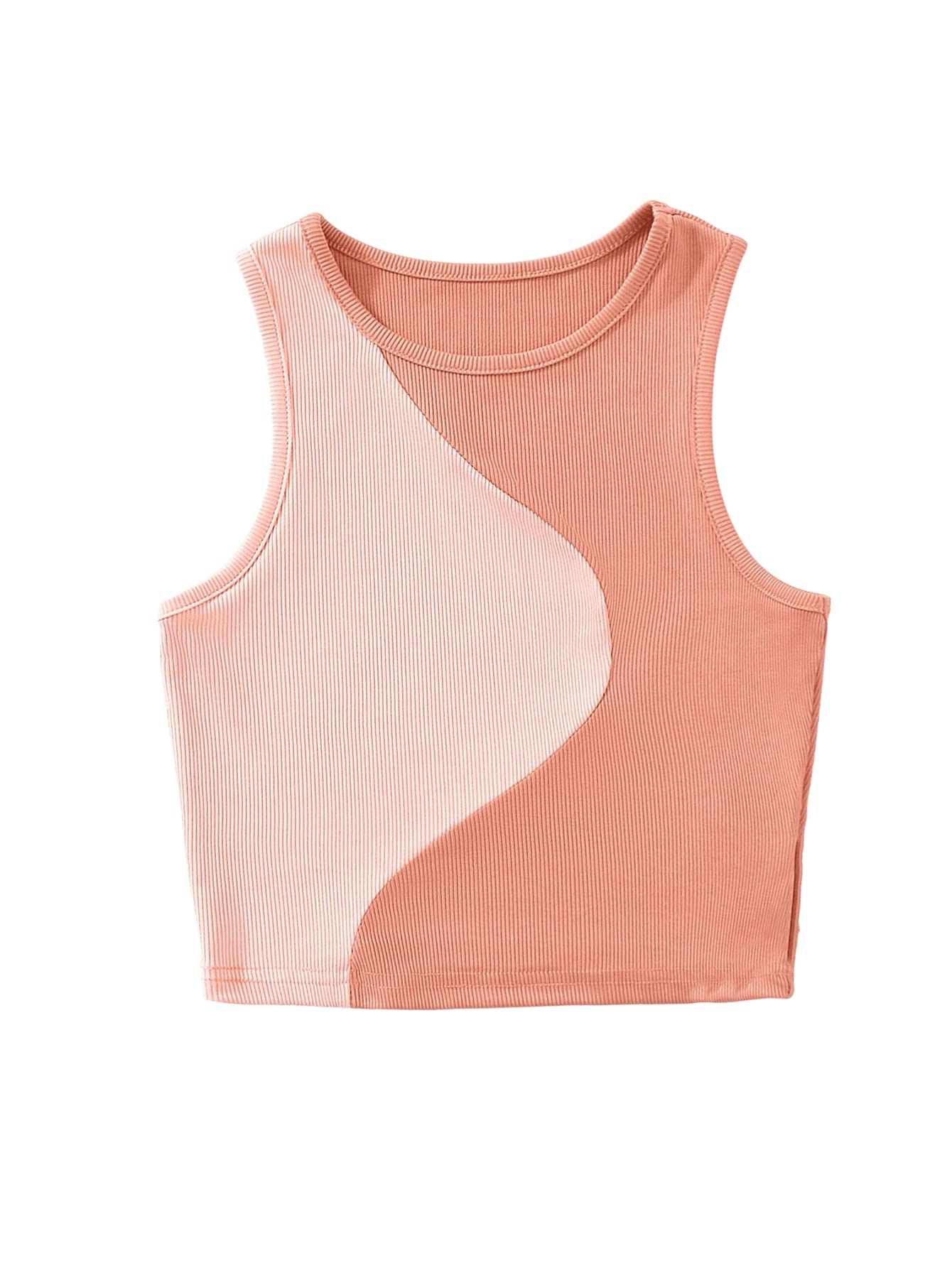 SweatyRocks Women's Summer Ribbed Knit Sleeveless Vest Color Block Crop Tank Top