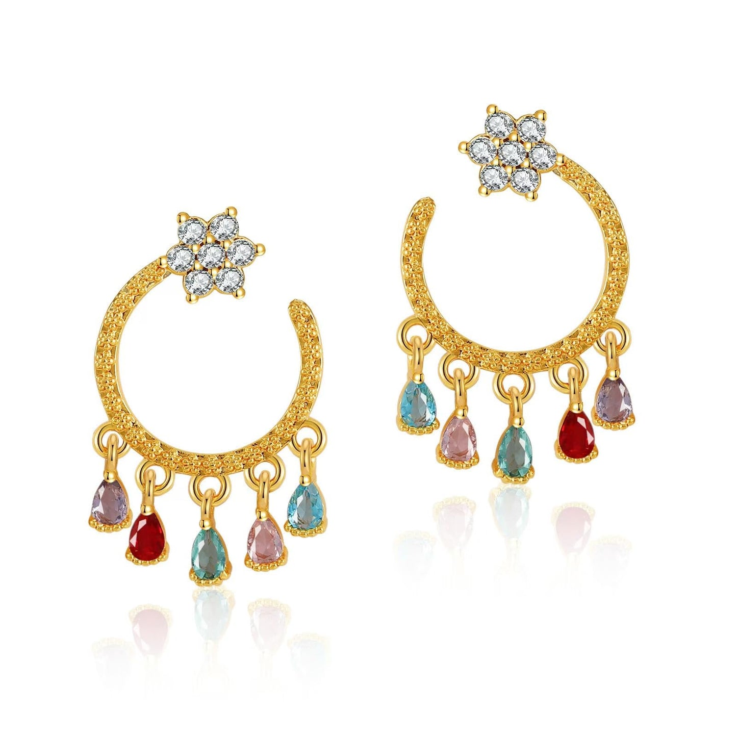Gold Flower Statement Earrings for Women, Large Chunky Bohomian Summer Beach Floral Earring, Irregular Bold Exaggerated Earrings