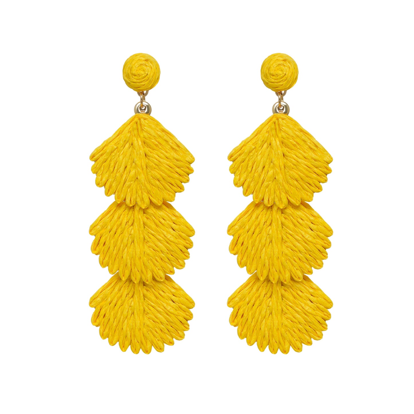 Raffia Dangle Earrings for Women - Boho Statement Rattan Drop Jewelry with Shell Design, Lightweight Summer Beach Trendy Accessories