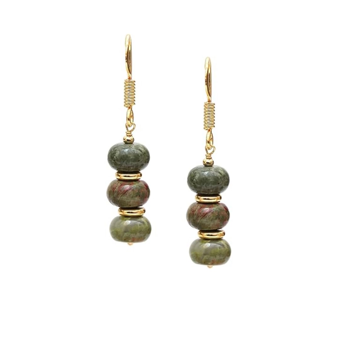 Gempires Beaded Gemstone Dangle Earrings for Women, Boho Gold Birthstone | 20+ natural stones & birthstones | Hypoallergenic gold-plated brass | Lightweight handmade boho drops