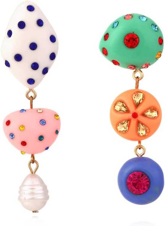 Colorful Asymmetrical Earring Candy Color Earrings Statement Dangle Fun Earring Long Aesthetic Acrylic Jewelry for Women