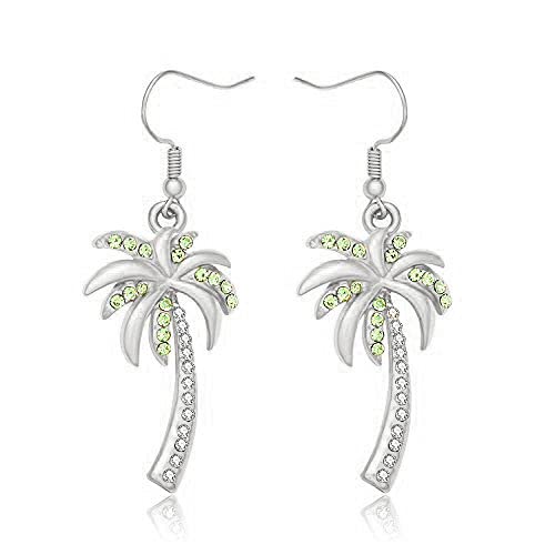 Crystal Beach Palm Tree Dangle Earrings Tropical Jewelry for Women
