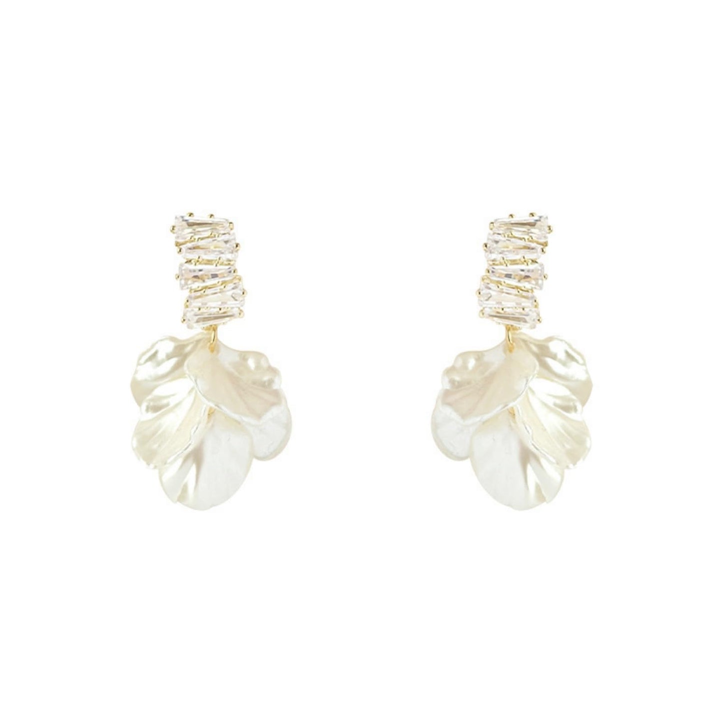 Shell Tassel Earrings for Women Gold Plated Boho White Seashell Flower Floral Sparkly Rhinestone Cubic Zirconia Ocean Dangle Drop Earrings for Wedding Bridal Summer Vacation Fashion Jewelry