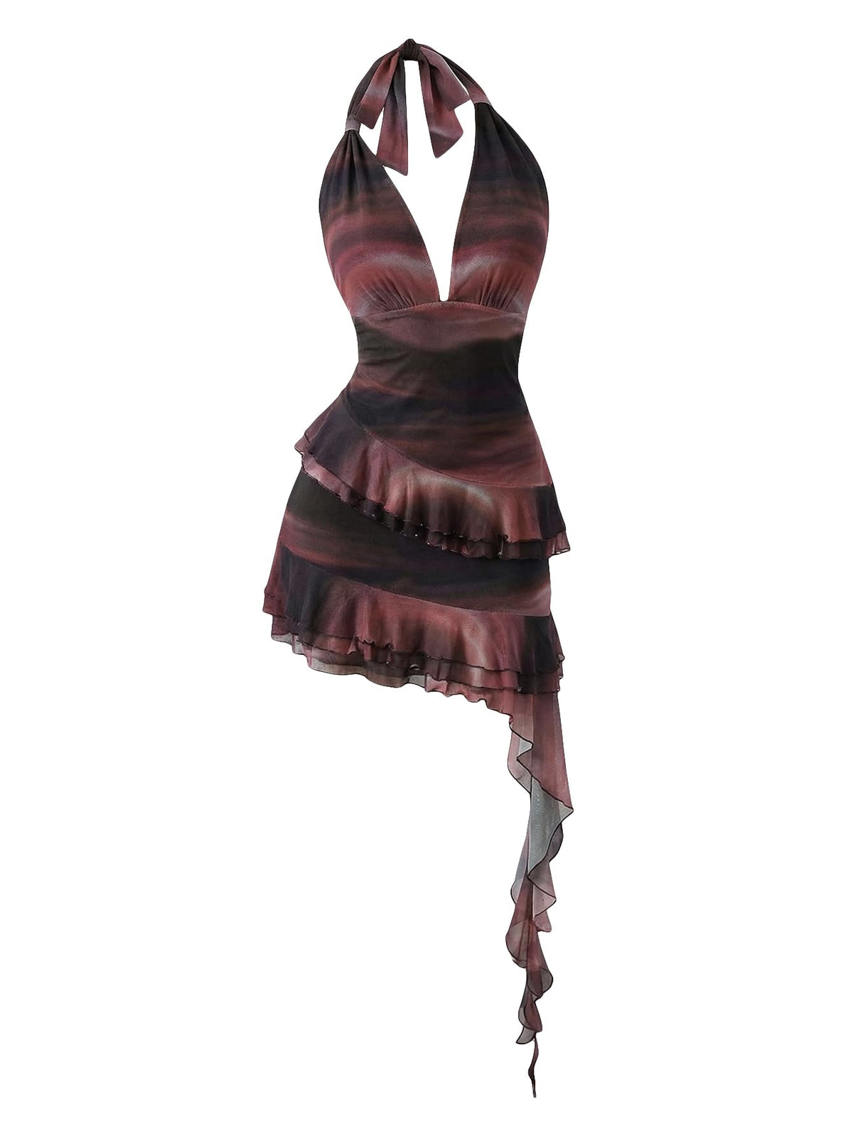 Verdusa Women's Y2k Halter Mini Dress Sexy Asymmetrical Concert Dresses | Tropical Dresses for Women, Going Out Dresses, Wedding Guest Dress, Floral Dress, Mesh Dress