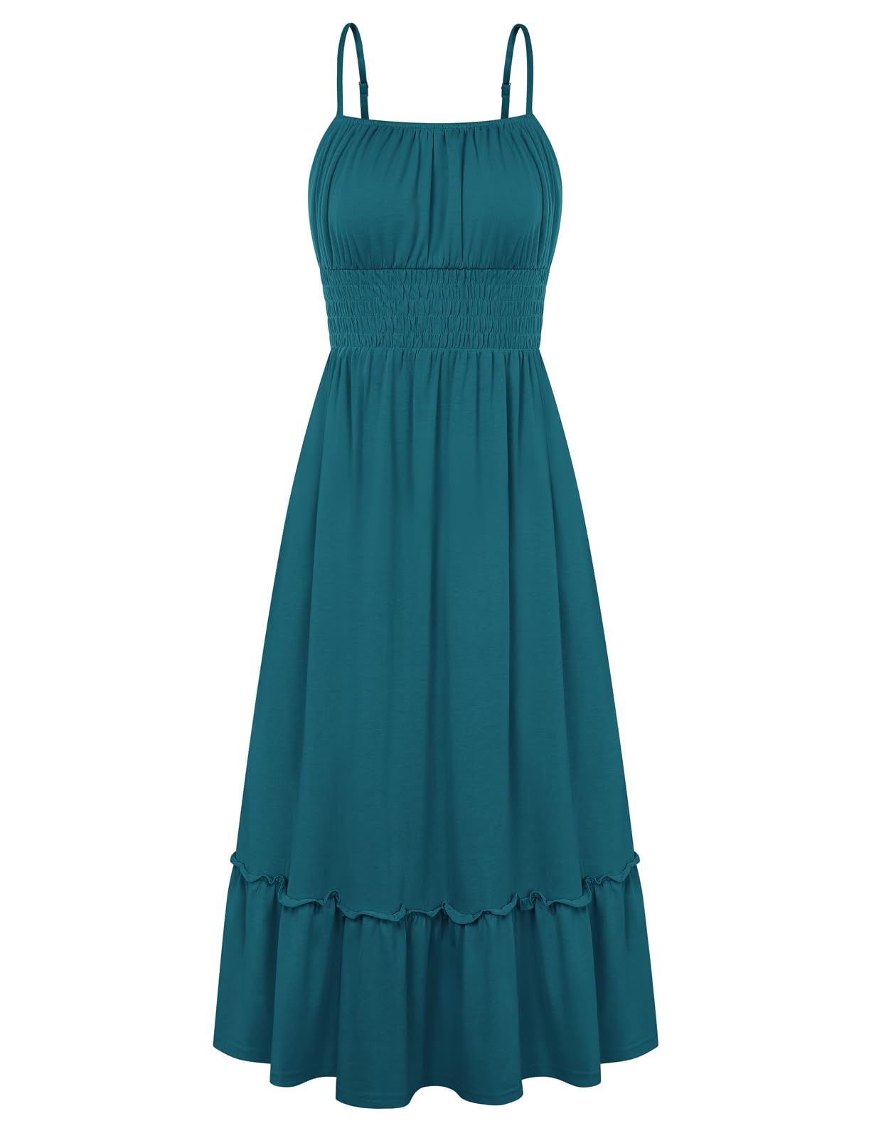 GRACE KARIN Women's Summer Maxi Dresses 2026 Beach Vacation Dress | Casual, Smocked Waist, Spaghetti Strap, Sleeveless, Boho Sundress With Pockets, Trendy Fashion Outfits