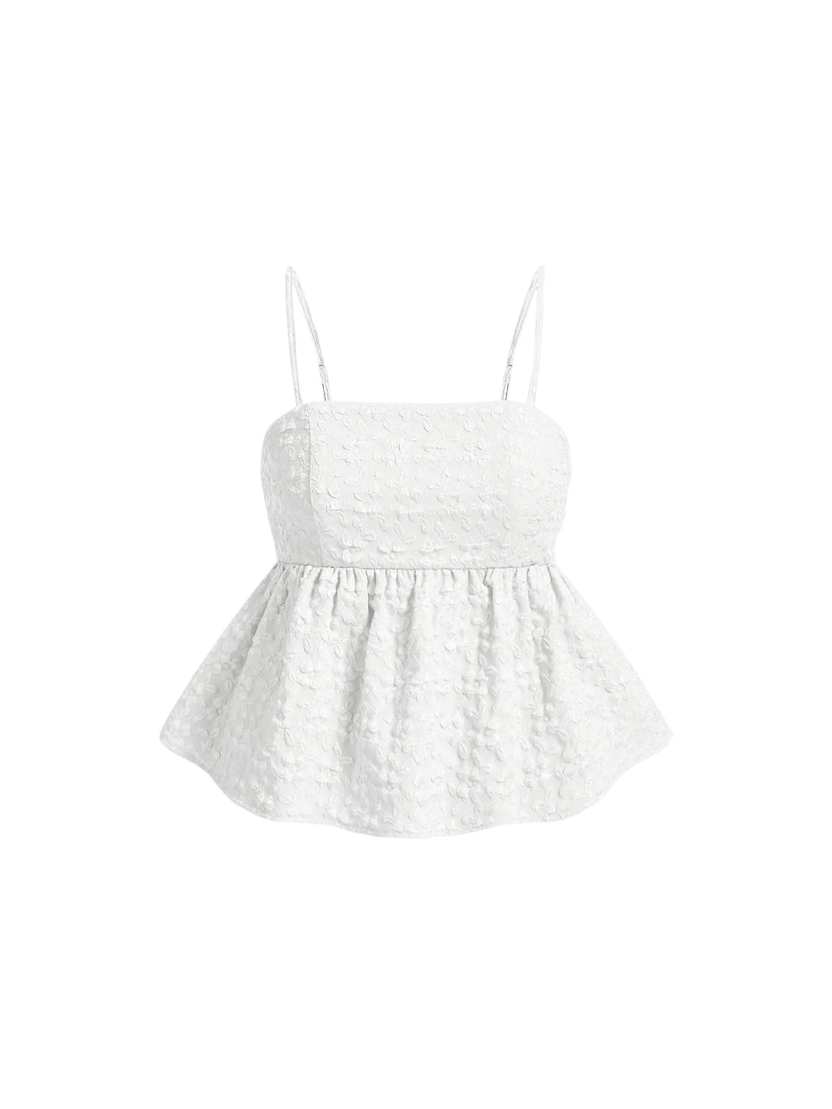 SOLY HUX Summer Babydoll Top for Women Y2k Peplum Cami Crop Tank Tops | Cute, Going Out Outfits, Flowy, Ruffle, Spaghetti Strap