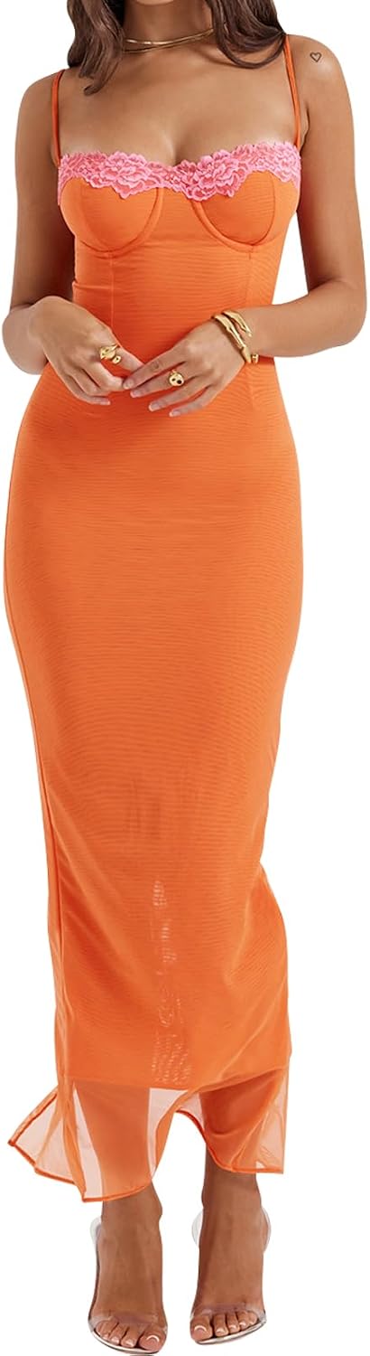 Zebaexf Women Slip Maxi Dress Sleeveless Backless Bodycon Party | Soft stretch fabric, open-back straps, slim bodycon shape, party, prom, vacation and cocktail looks