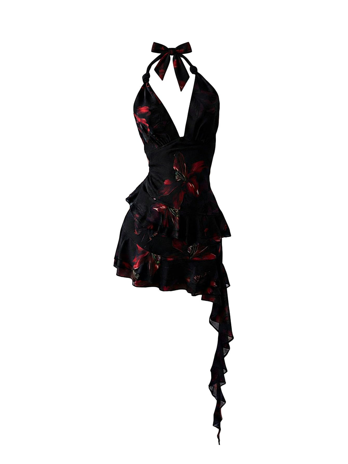 Verdusa Women's Y2k Halter Mini Dress Sexy Asymmetrical Concert Dresses | Tropical Dresses for Women, Going Out Dresses, Wedding Guest Dress, Floral Dress, Mesh Dress