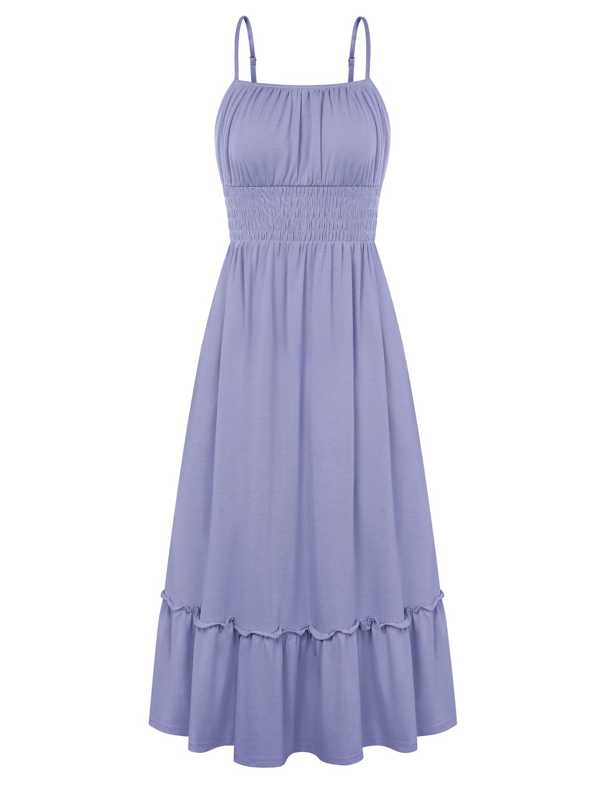 GRACE KARIN Women's Summer Maxi Dresses 2026 Beach Vacation Dress | Casual, Smocked Waist, Spaghetti Strap, Sleeveless, Boho Sundress With Pockets, Trendy Fashion Outfits