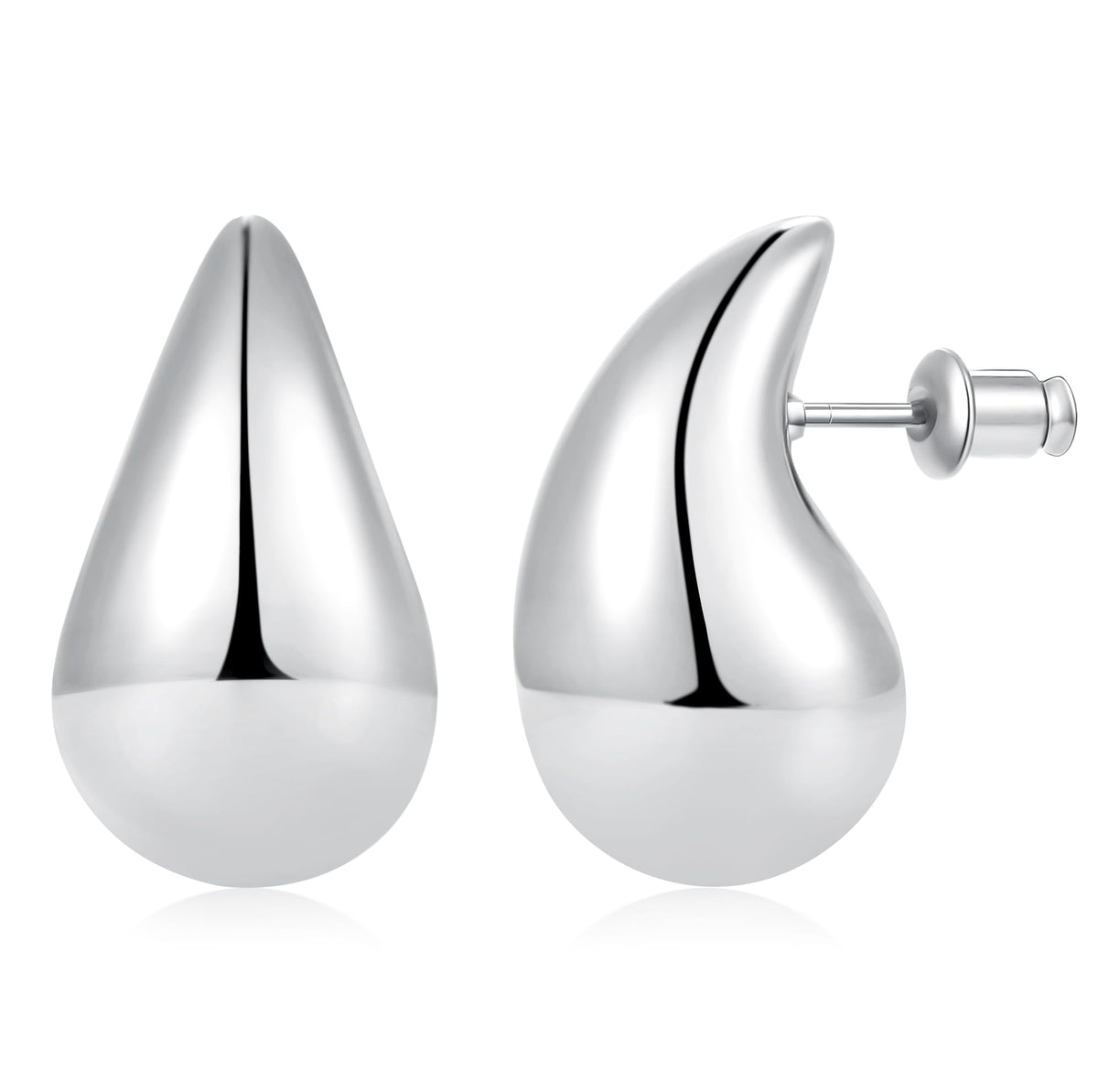 Teardrop Earrings for Women, 14K Gold Plated Chunky Drops | Hypoallergenic Chunky Drop Earrings with 925 Sterling Silver Post, Lightweight Puffy Teardrop Design, Jewelry Gift for Women