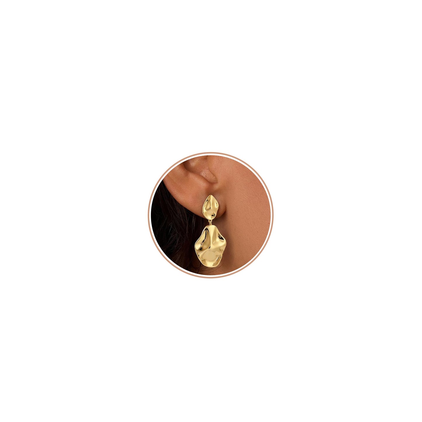 TOBENY Gold Earrings For Women Trendy Chunky Hammered Statement Dangle | 14K Gold Plated, Starfish Seashell Flower Stud Earrings, Large Hypoallergenic Teardrop Earring, Summer Beach Vacation Jewelry