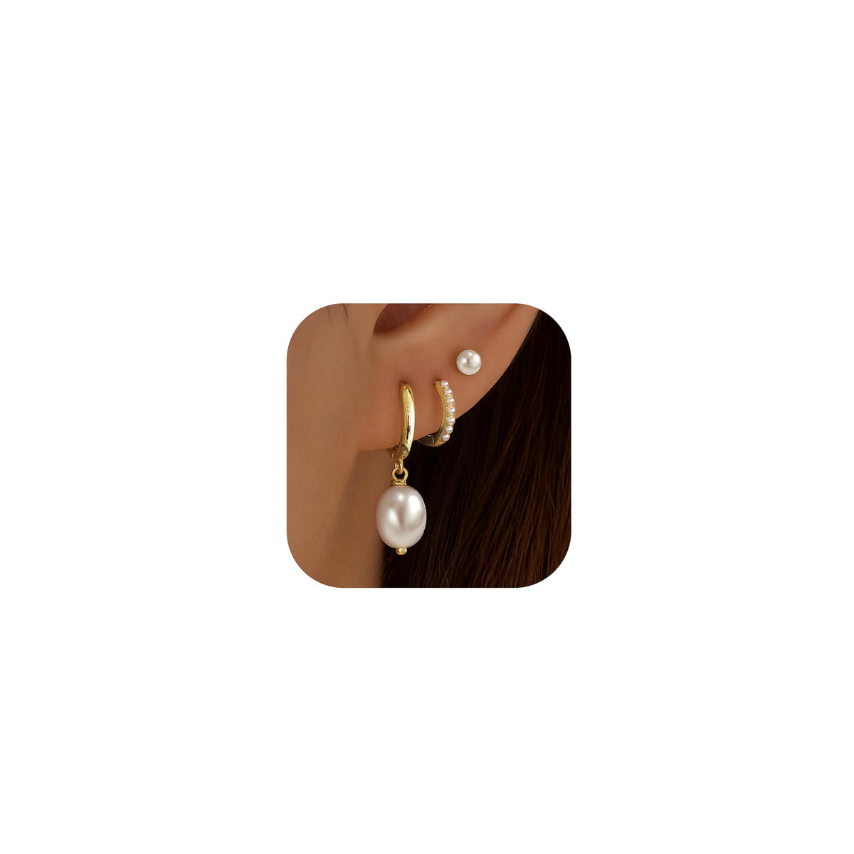 14K Gold Planted Seashell Starfish Stud dangle Earrings for Women, Summer Beach Hoop Earrings for Multiple Piercing Cartilage, Dainty Trendy Dangling Earring 3 Pairs Set Vacation Ocean Outfits Accessories Jewelry