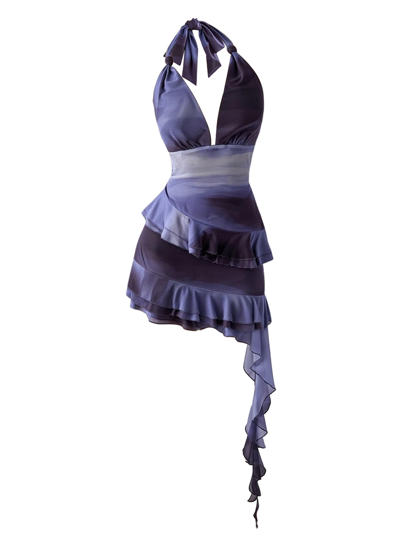 Verdusa Women's Y2k Halter Mini Dress Sexy Asymmetrical Concert Dresses | Tropical Dresses for Women, Going Out Dresses, Wedding Guest Dress, Floral Dress, Mesh Dress