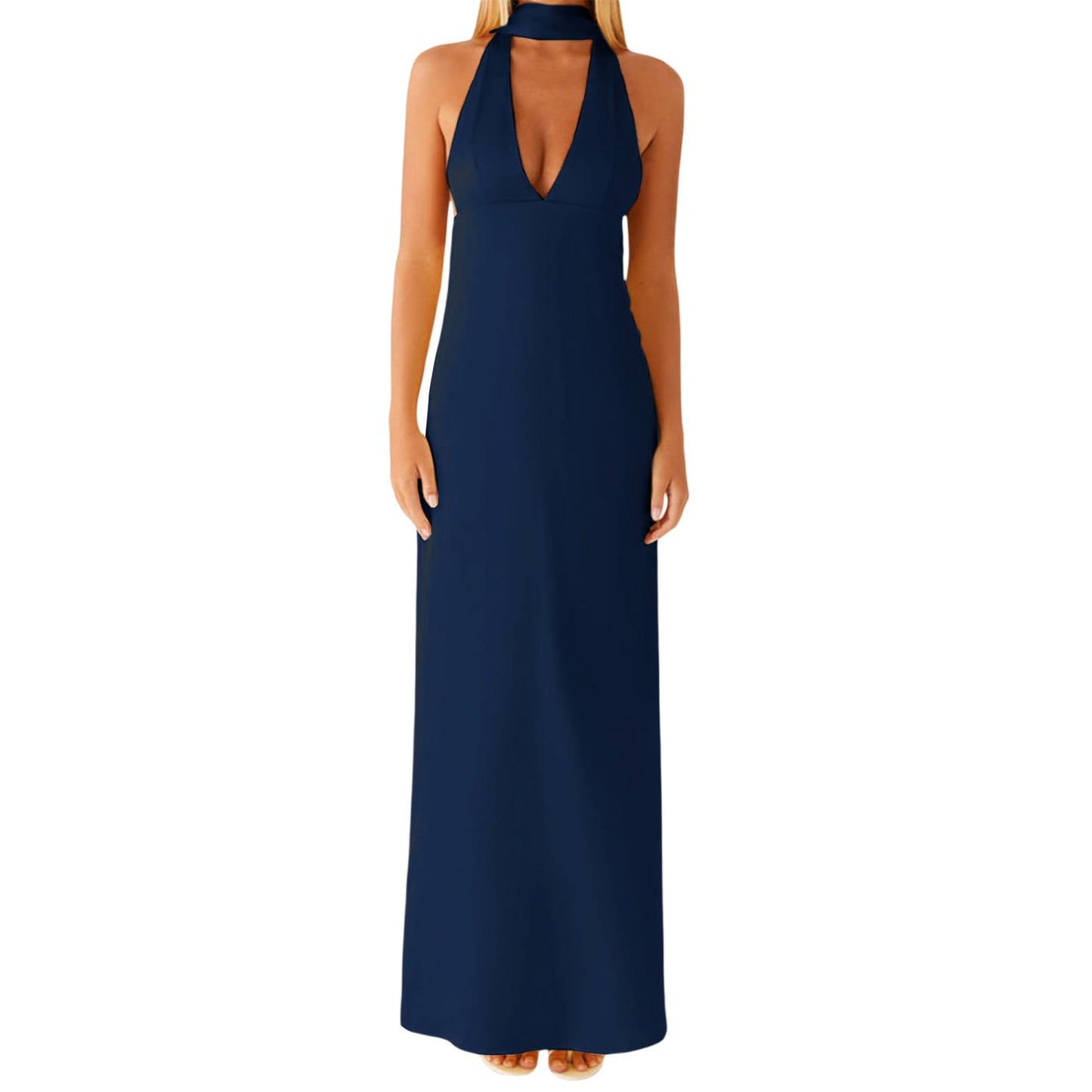 Floral Maxi Dress, Halter Dresses for Women, Deep V Neck Backless Bodycon Long Dresses