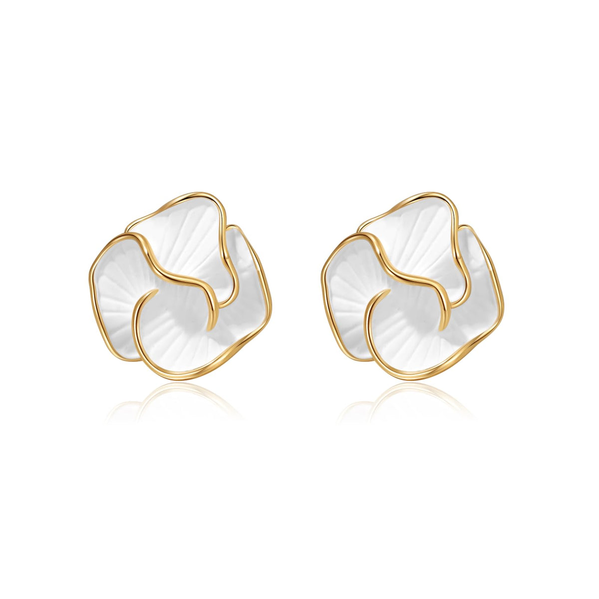 Gold Flower Statement Earrings for Women, Large Chunky Bohomian Summer Beach Floral Earring, Irregular Bold Exaggerated Earrings