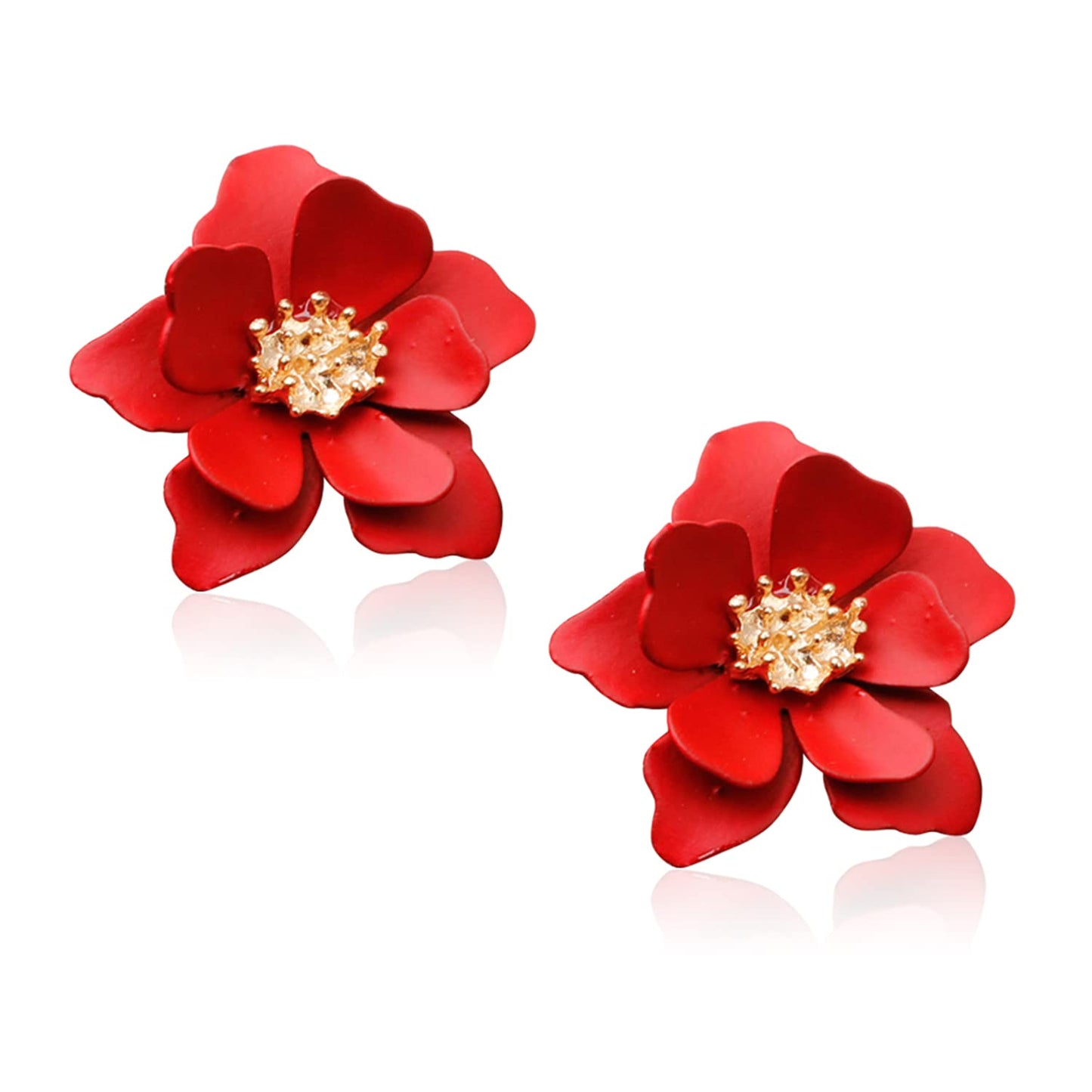 Boho Flower Stud Earrings with White Pearl - Daisy Dangle Drop Earrings with Gold Flower Bud