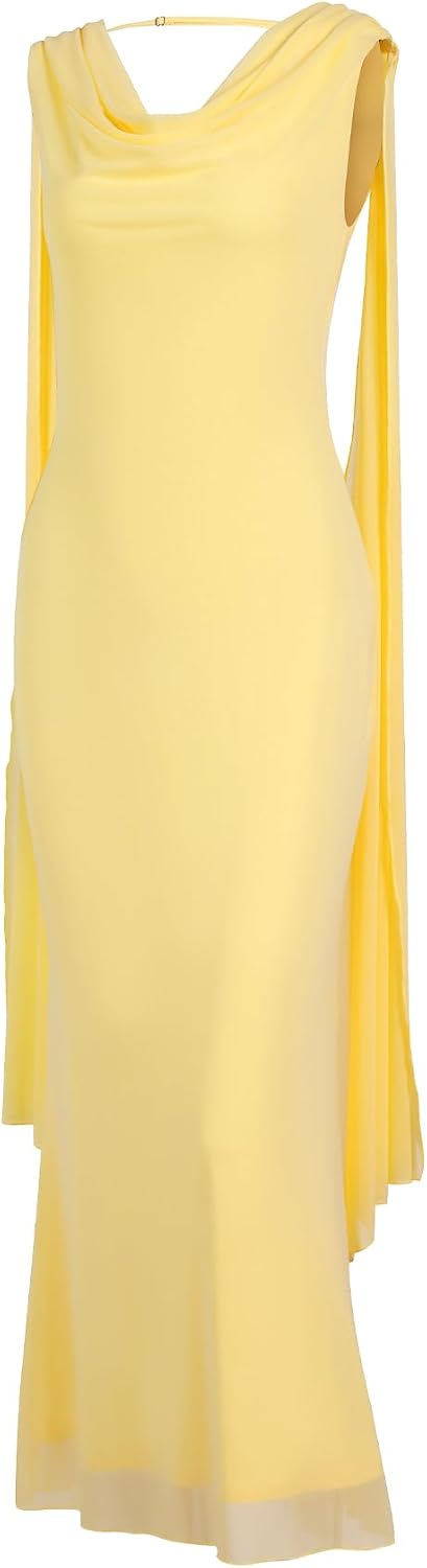 Parthea Women's Summer Formal Wedding Guest Dresses | Sleeveless Backless Maxi Bodycon Dress Long Elegant Evening Party Cocktail Grown