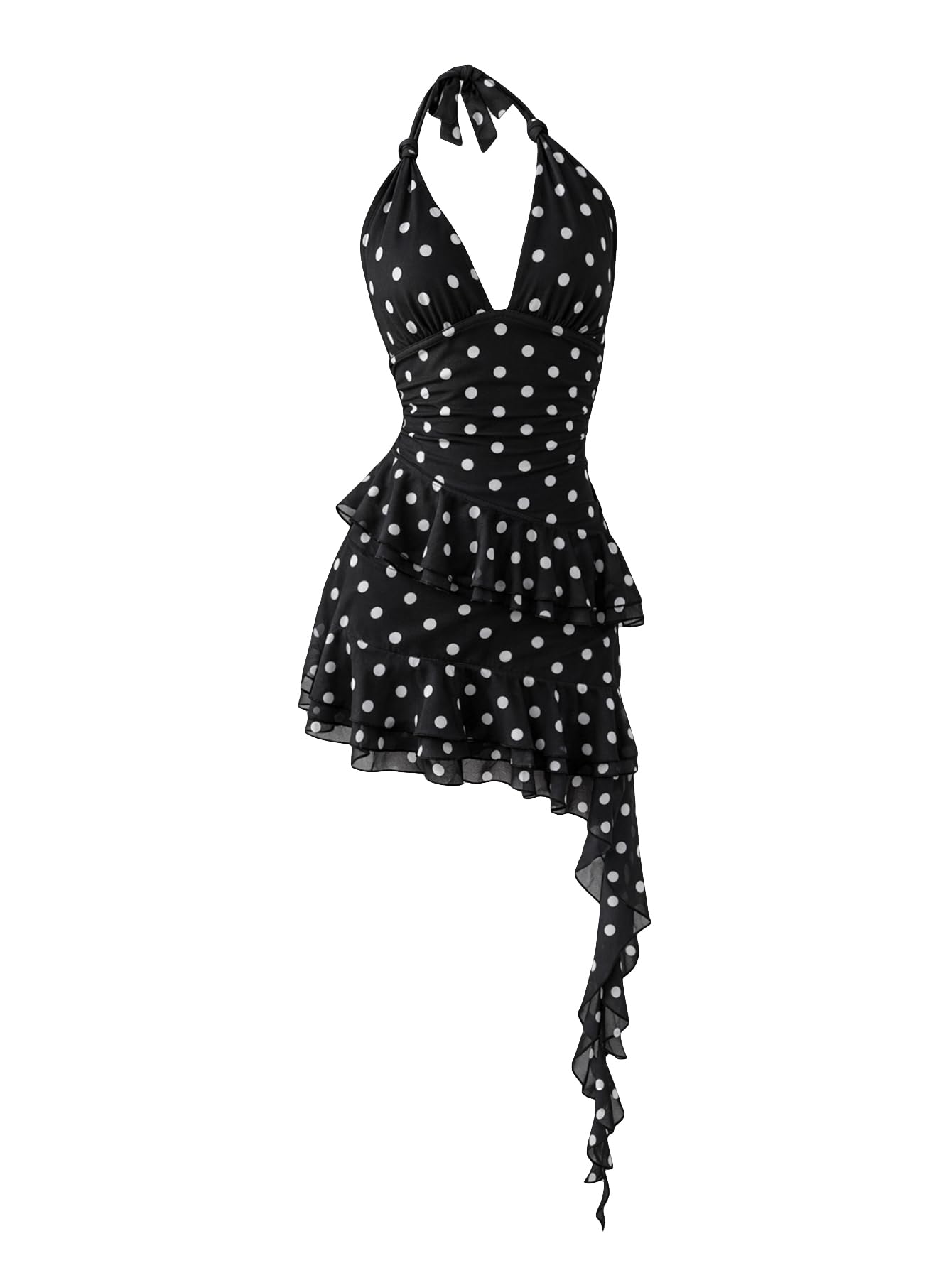Verdusa Women's Y2k Halter Mini Dress Sexy Asymmetrical Concert Dresses | Tropical Dresses for Women, Going Out Dresses, Wedding Guest Dress, Floral Dress, Mesh Dress