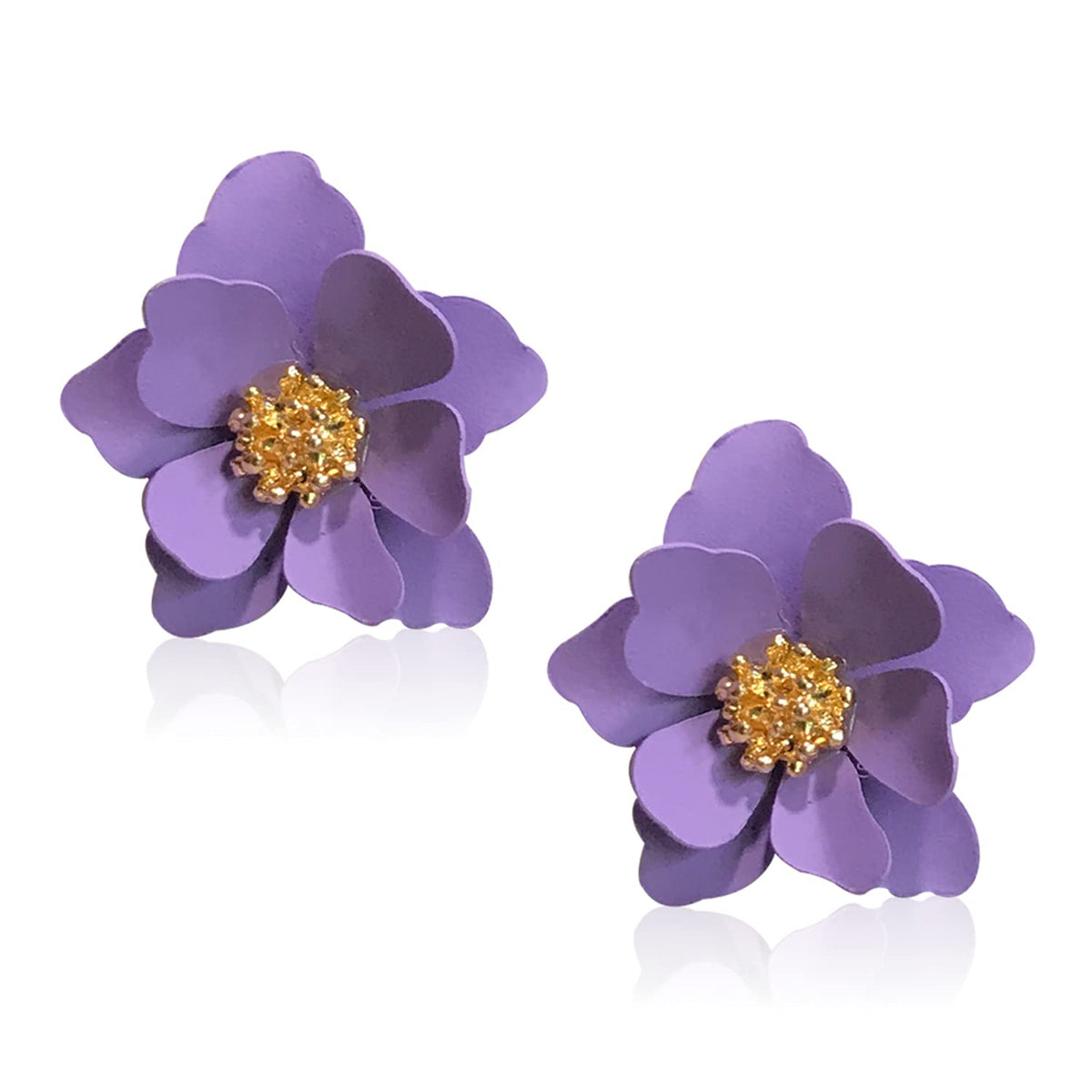 Boho Flower Stud Earrings with White Pearl - Daisy Dangle Drop Earrings with Gold Flower Bud