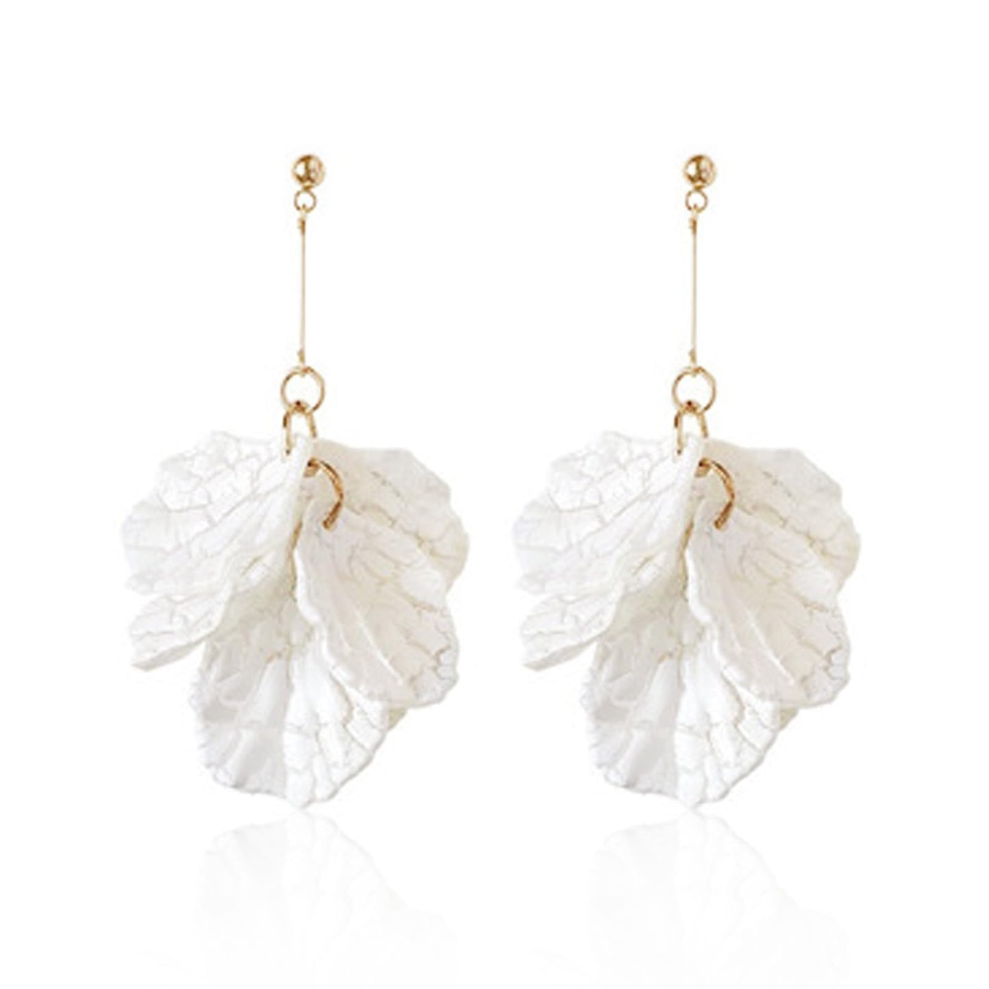 white shell earrings petal drop for women boho resort flower statement summer beach vacation dress outfit costume jewelry birthday gifts