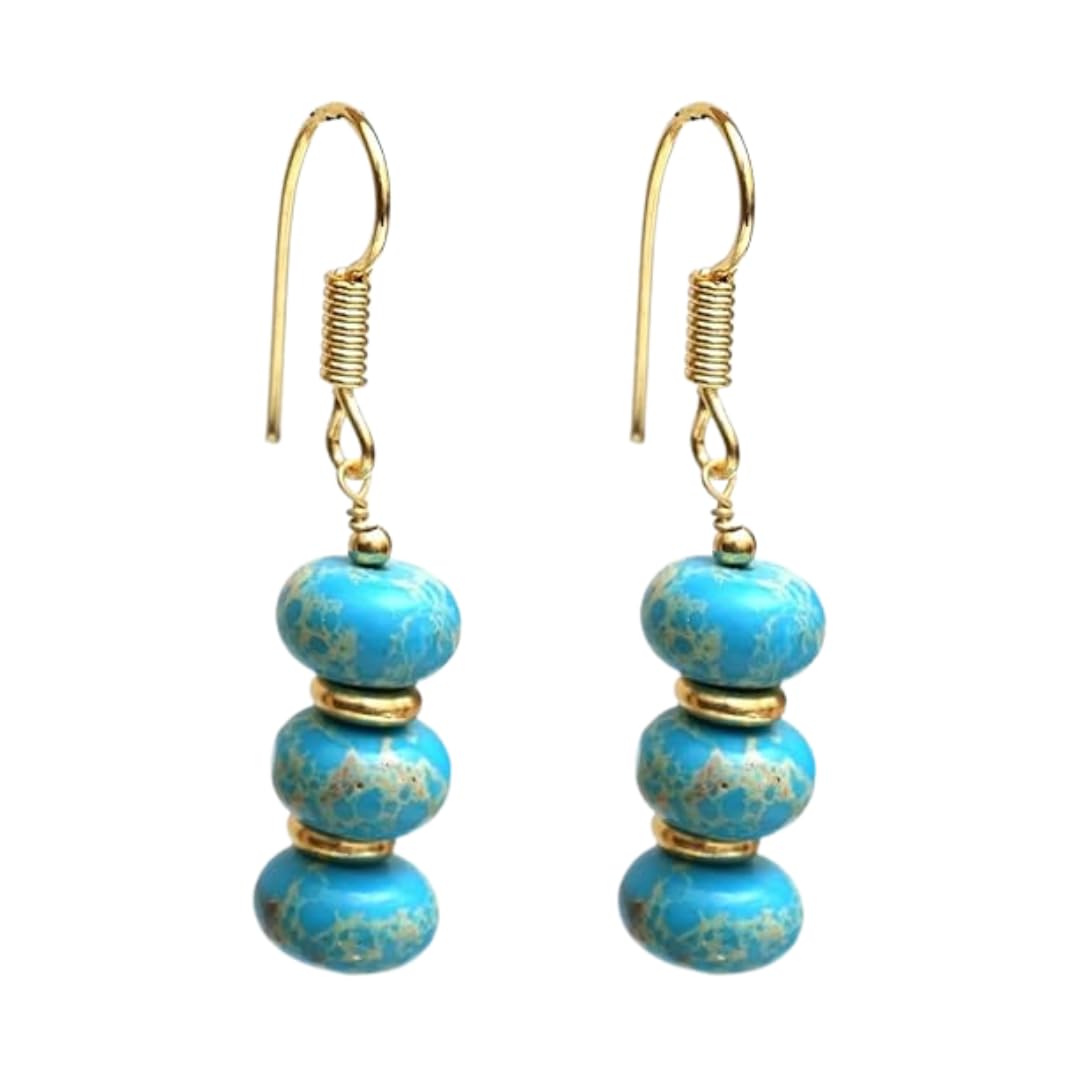 Gempires Beaded Gemstone Dangle Earrings for Women, Boho Gold Birthstone | 20+ natural stones & birthstones | Hypoallergenic gold-plated brass | Lightweight handmade boho drops