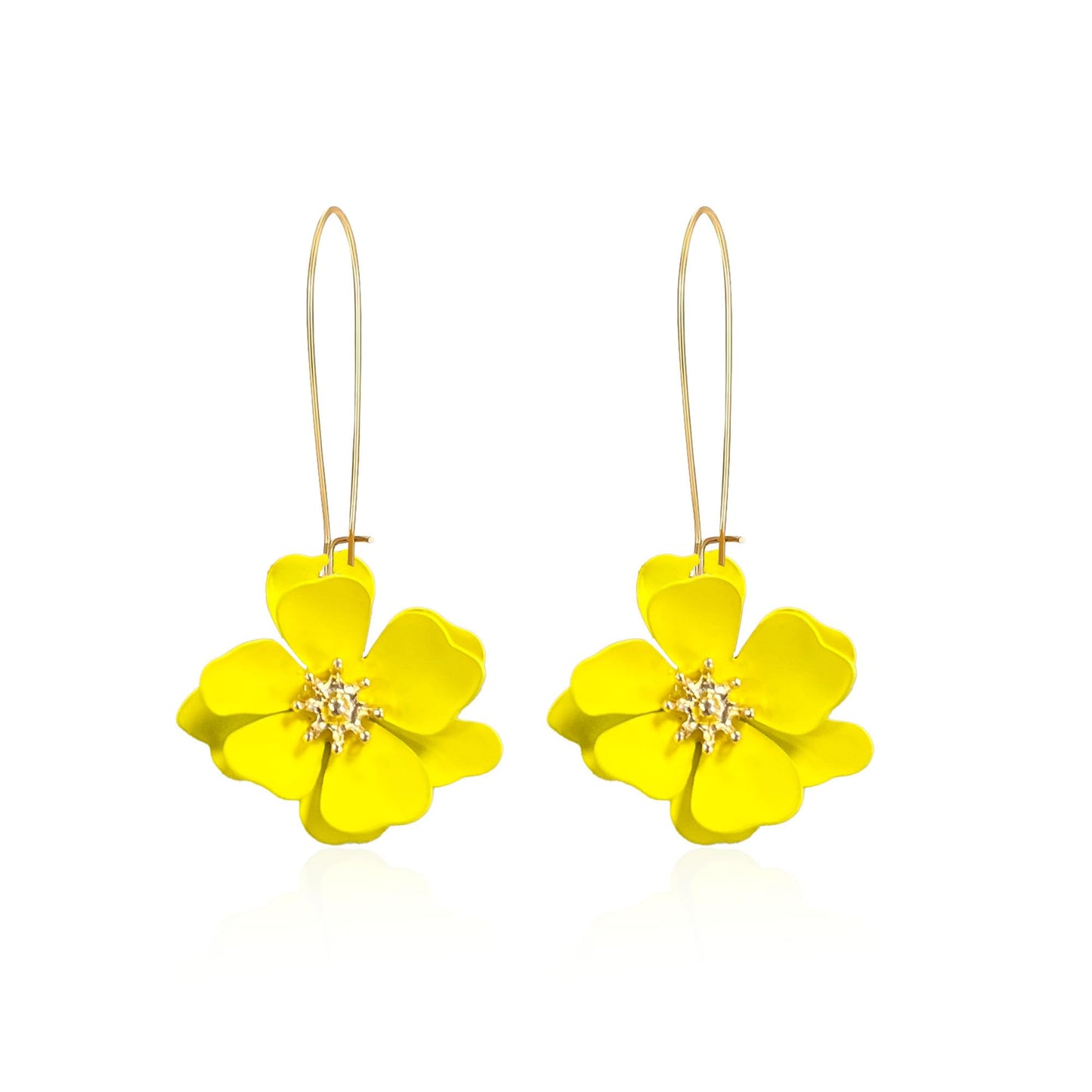 Bohemian Daisy Flower Matte Floral Long Petal Drop Dangle Earrings Layered Tiered for Women Chic Boho Wedding Jewelry