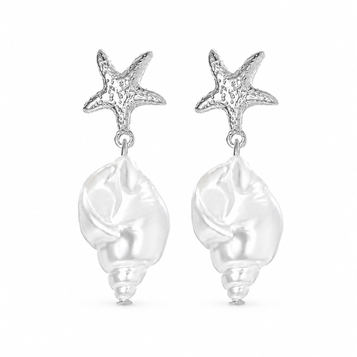 Starfish Earrings for Women Vacation Earrings Gold Pearl Sea Shell Dangle Beach Summer Ocean Jewelry Gifts Coastal Style