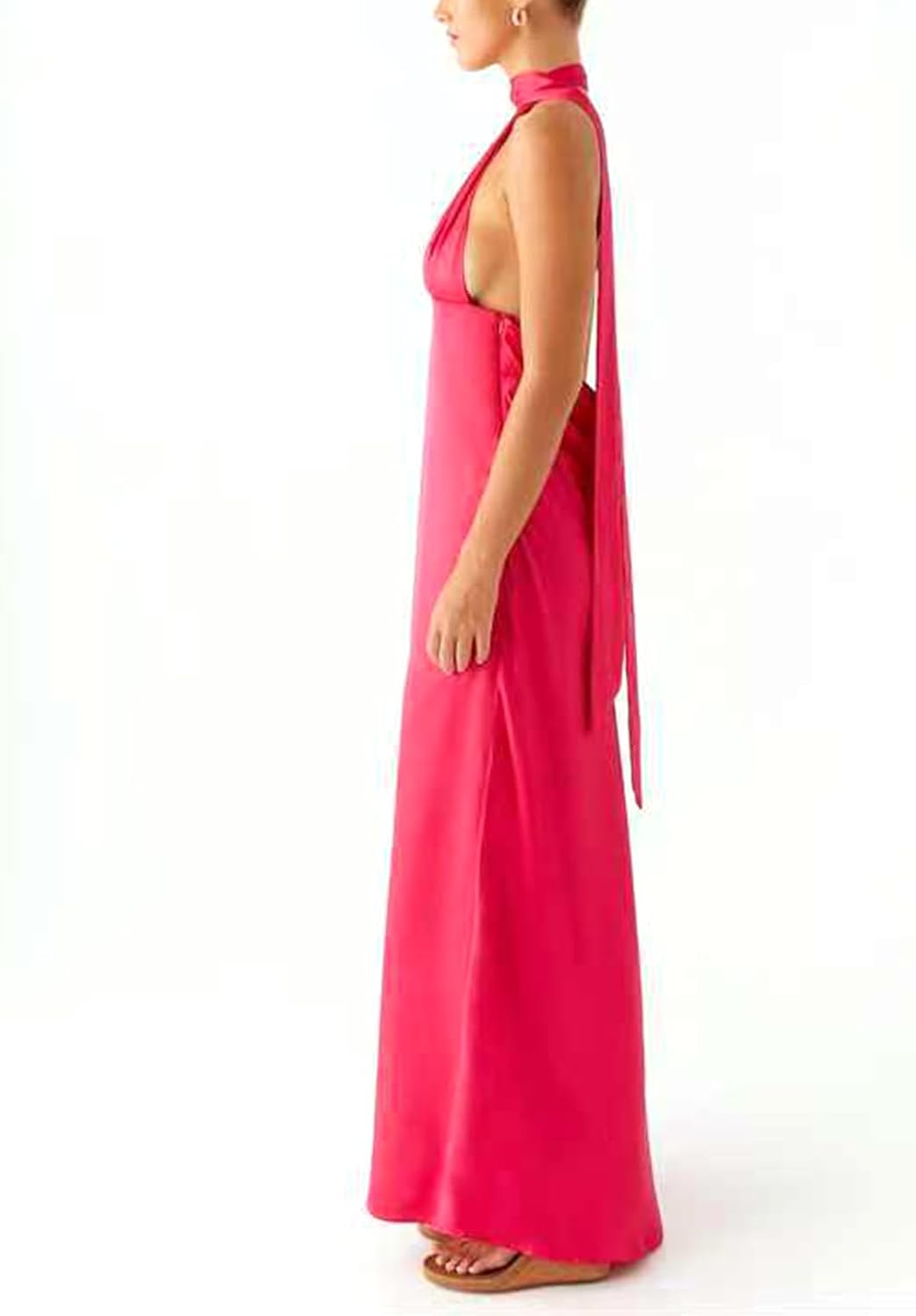 Floral Maxi Dress, Halter Dresses for Women, Deep V Neck Backless Bodycon Long Dresses
