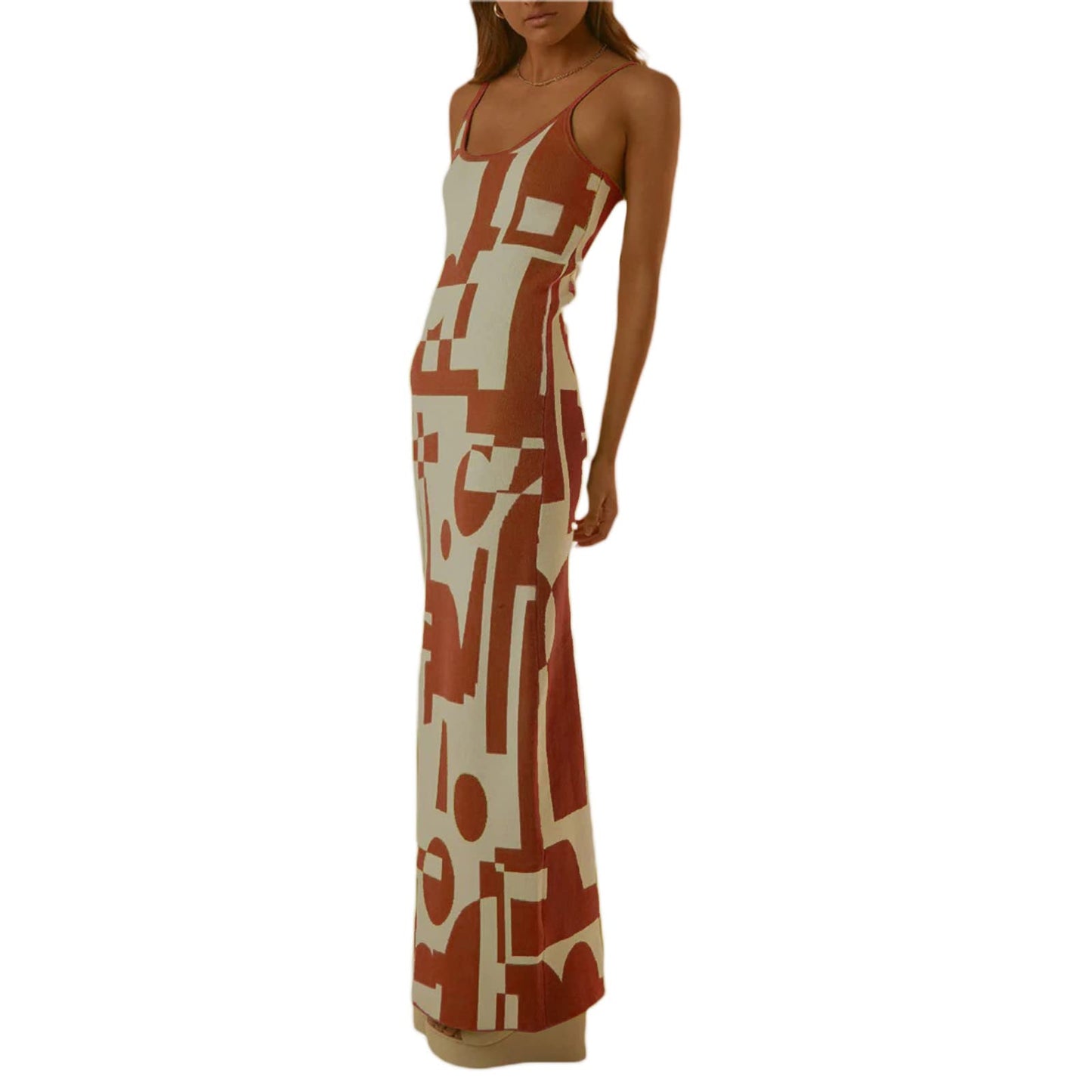 Fabumily Sexy Knit Bodycon Dress for Women Sleeveless Spaghetti Strap Cut Out Maxi Dress Backless Y2K Summer Beach Dresses