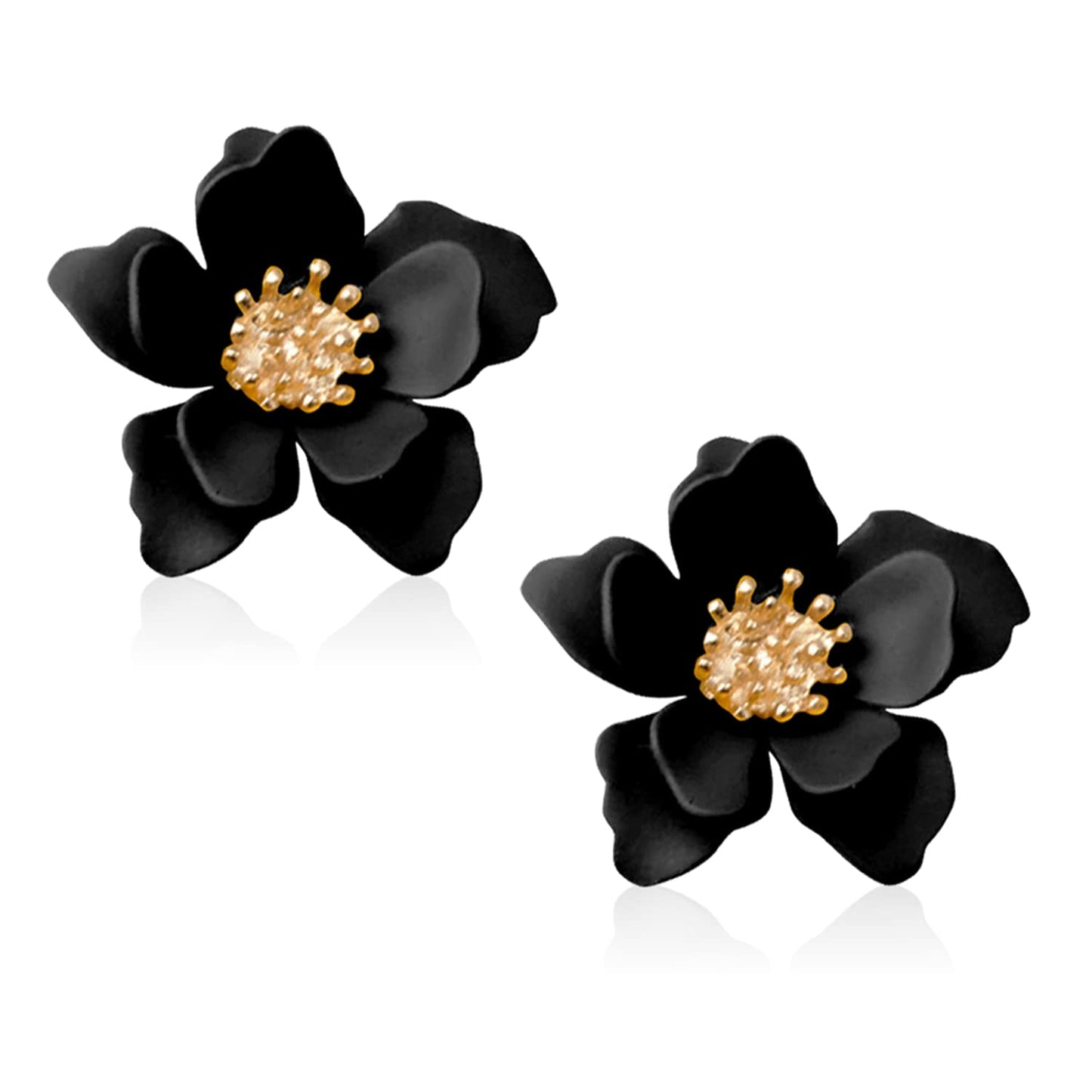 Boho Flower Stud Earrings with White Pearl - Daisy Dangle Drop Earrings with Gold Flower Bud
