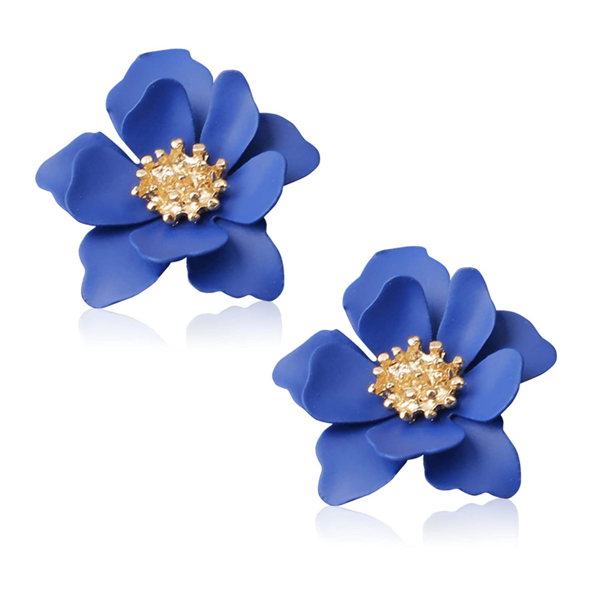 Boho Flower Stud Earrings with White Pearl - Daisy Dangle Drop Earrings with Gold Flower Bud