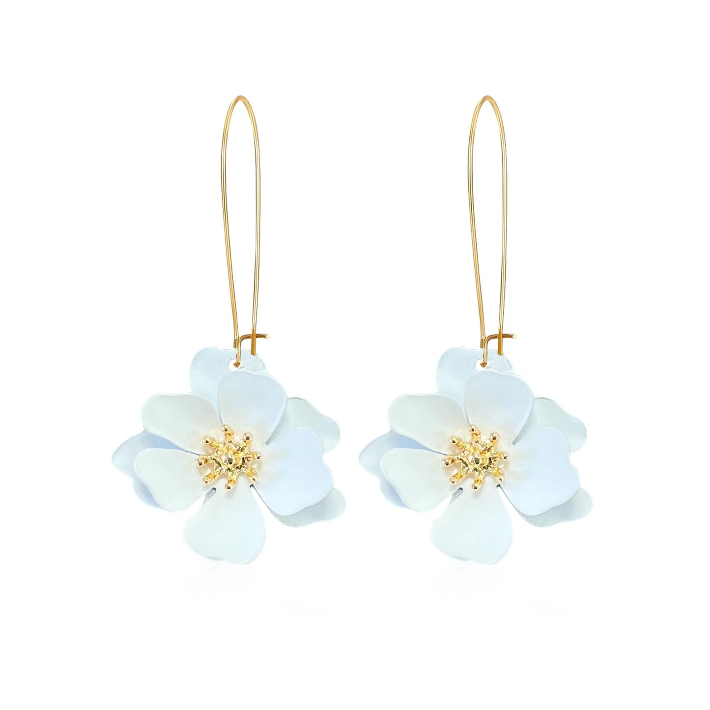 Bohemian Daisy Flower Matte Floral Long Petal Drop Dangle Earrings Layered Tiered for Women Chic Boho Wedding Jewelry