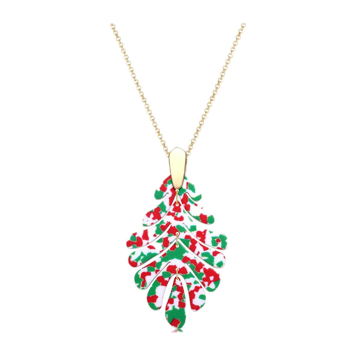 Acrylic Pendant necklace Earrings – Long Statement Leaf Charm Necklace Tortoise Resin Palm Leaf Earrings Fashion Necklaces Earrings for Women