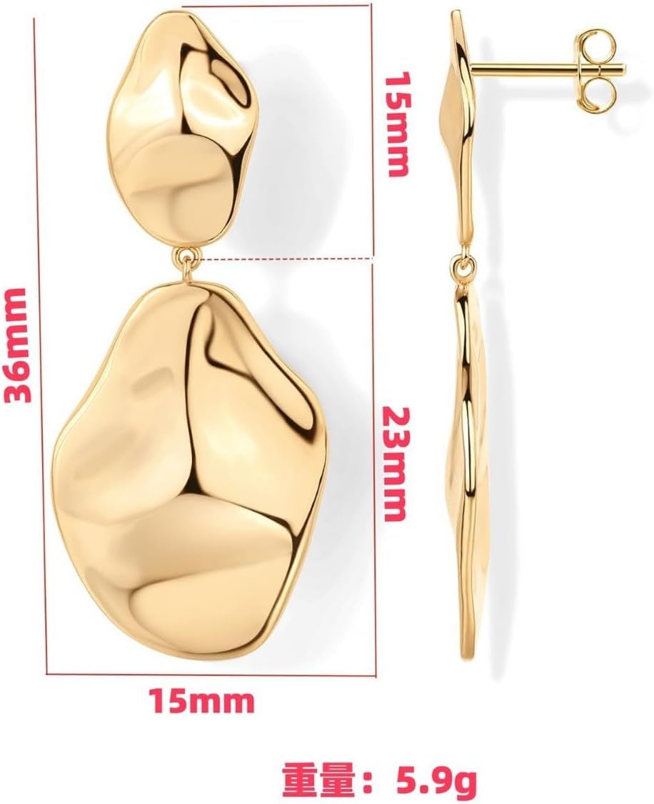Chunky Gold Statement Earrings for Women, Starfish and Shell Drop Dangle Jewelry, Hypoallergenic Beach Vacation Accessories, Trendy Gold Chunky Earrings.