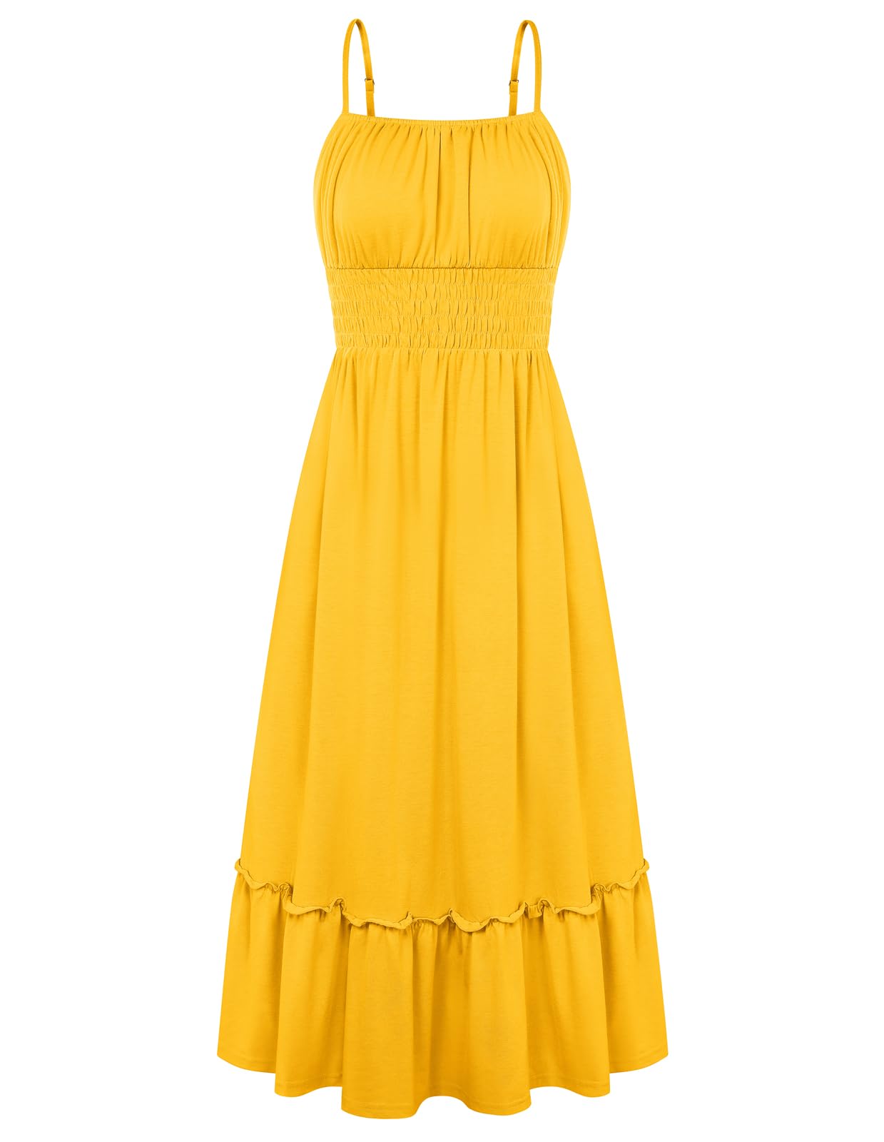 GRACE KARIN Women's Summer Maxi Dresses 2026 Beach Vacation Dress | Casual, Smocked Waist, Spaghetti Strap, Sleeveless, Boho Sundress With Pockets, Trendy Fashion Outfits