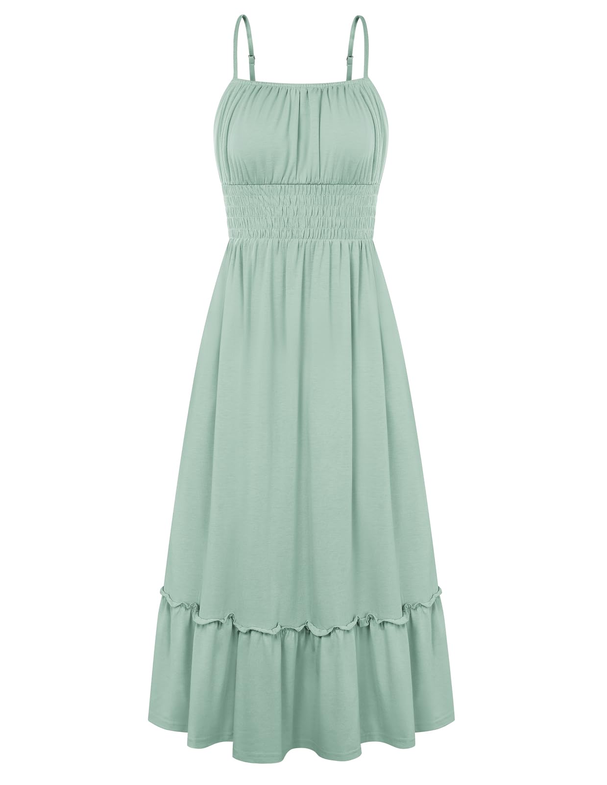 GRACE KARIN Women's Summer Maxi Dresses 2026 Beach Vacation Dress | Casual, Smocked Waist, Spaghetti Strap, Sleeveless, Boho Sundress With Pockets, Trendy Fashion Outfits