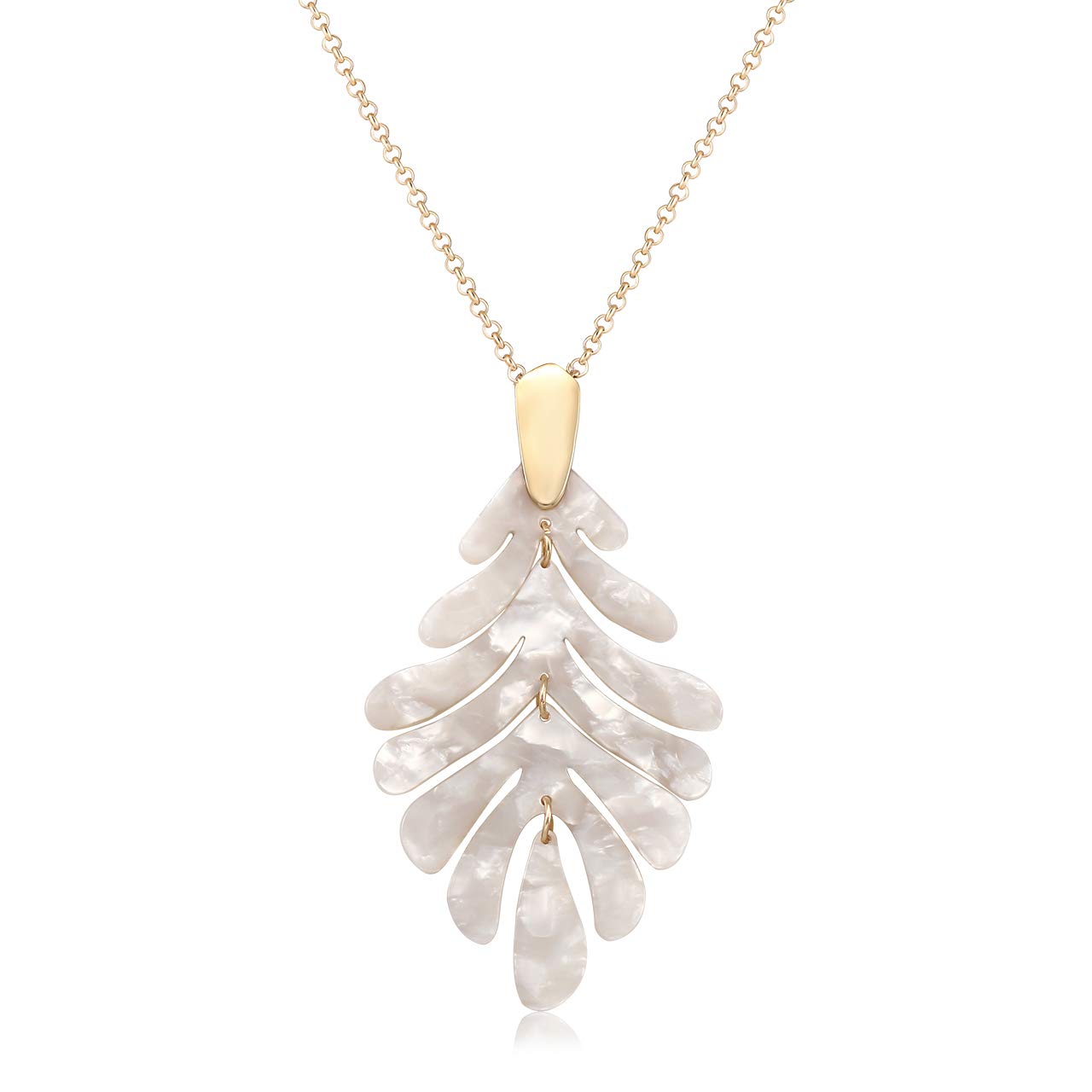 Acrylic Pendant necklace Earrings – Long Statement Leaf Charm Necklace Tortoise Resin Palm Leaf Earrings Fashion Necklaces Earrings for Women