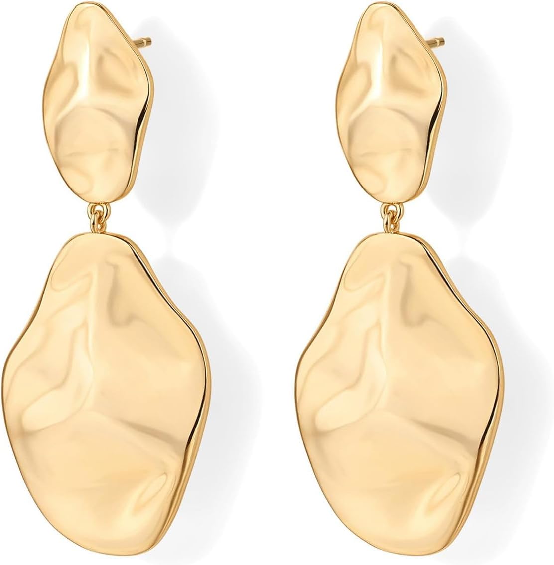 Chunky Gold Statement Earrings for Women, Starfish and Shell Drop Dangle Jewelry, Hypoallergenic Beach Vacation Accessories, Trendy Gold Chunky Earrings.