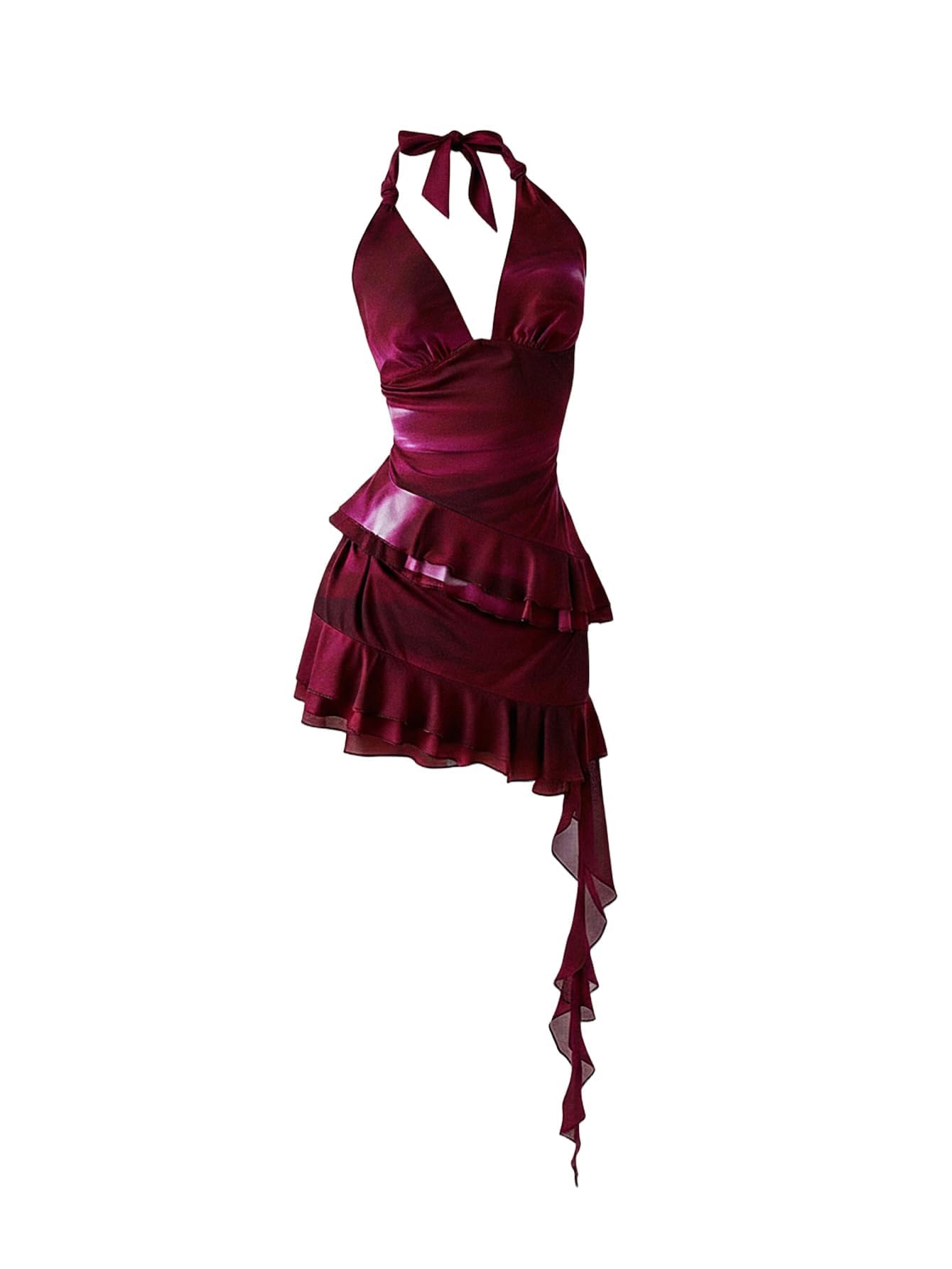 Verdusa Women's Y2k Halter Mini Dress Sexy Asymmetrical Concert Dresses | Tropical Dresses for Women, Going Out Dresses, Wedding Guest Dress, Floral Dress, Mesh Dress