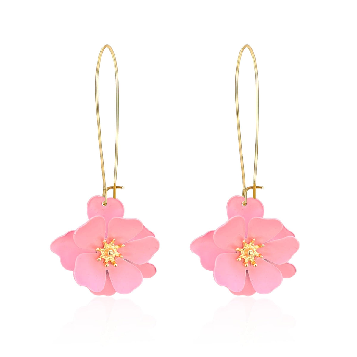 Bohemian Daisy Flower Matte Floral Long Petal Drop Dangle Earrings Layered Tiered for Women Chic Boho Wedding Jewelry