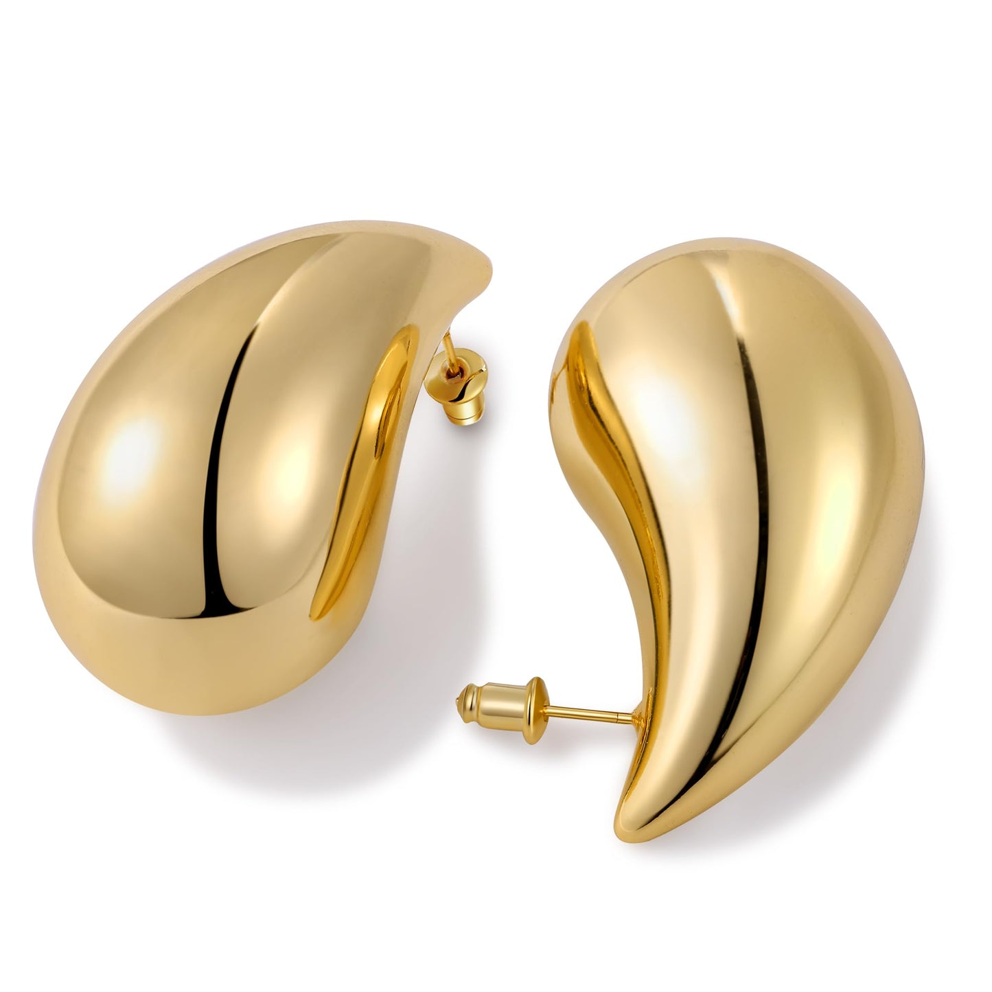 Teardrop Earrings for Women, 14K Gold Plated Chunky Drops | Hypoallergenic Chunky Drop Earrings with 925 Sterling Silver Post, Lightweight Puffy Teardrop Design, Jewelry Gift for Women