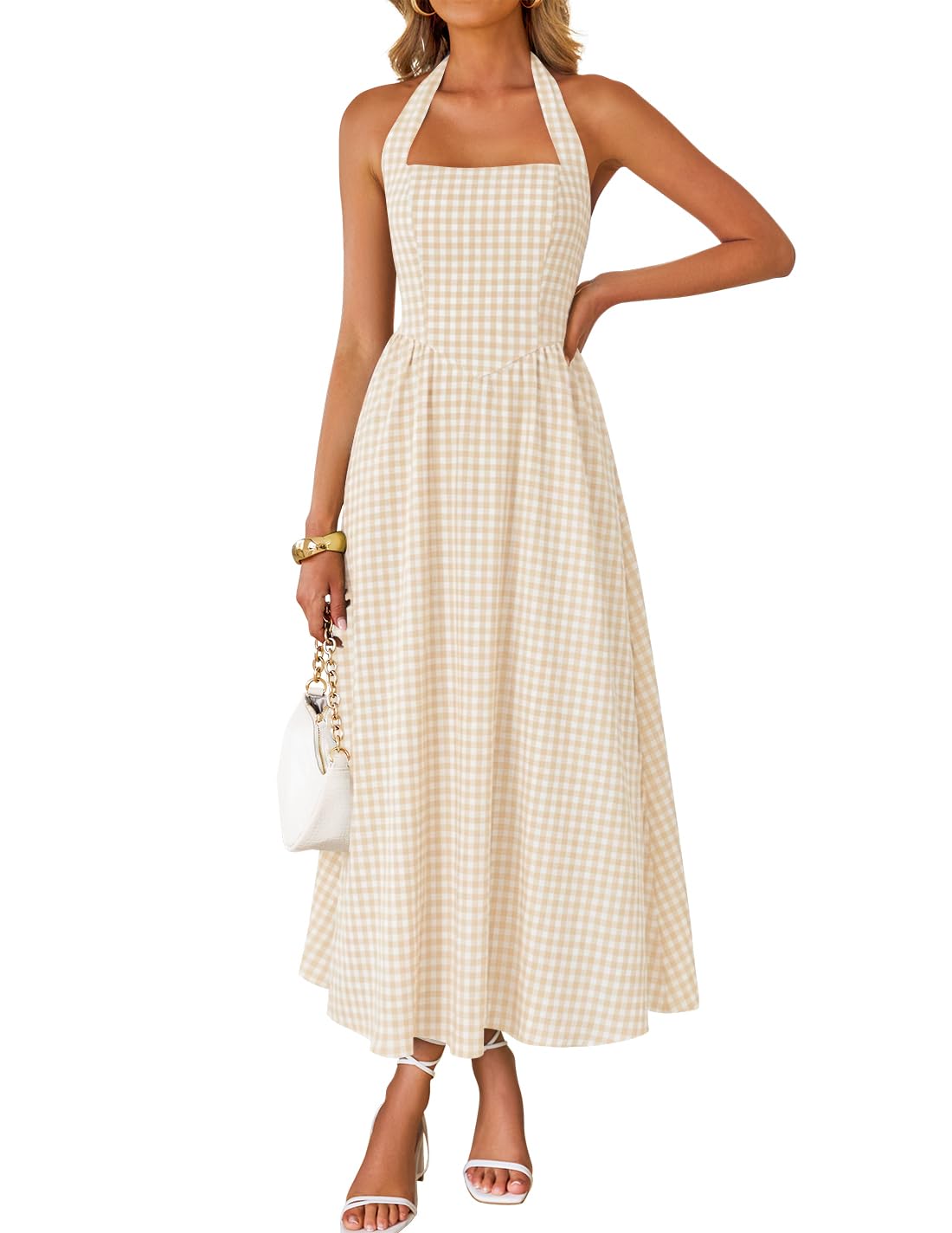 ZESICA Women's Summer Sleeveless Halter Wedding Guest Maxi Dress | Off Shoulder, High Waist, Flowy A Line, Formal, Cocktail Party, Vacation Graduation, Bridal Shower, Beach, Long Sundresses
