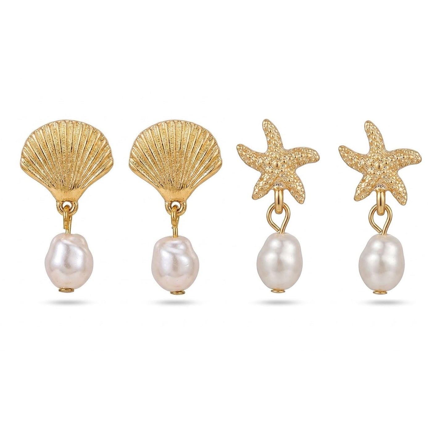 Starfish Shell Earrings for Women Ocean Beachy Jewelry for Tropical Vacation Outfits Beach Accessories Coastal Chic Aesthetics Summer Party Jewelry 2026 Beach Vacation Clothes Dresses Accessories