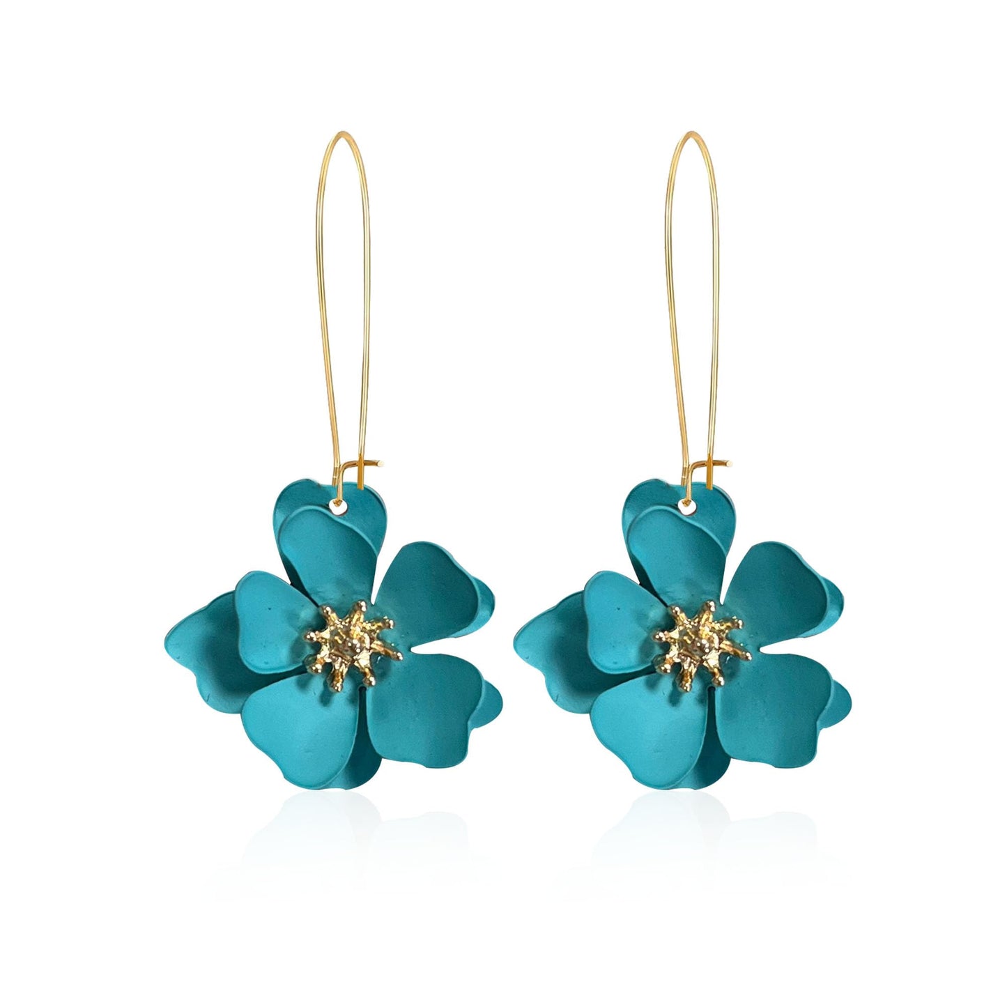 Bohemian Daisy Flower Matte Floral Long Petal Drop Dangle Earrings Layered Tiered for Women Chic Boho Wedding Jewelry