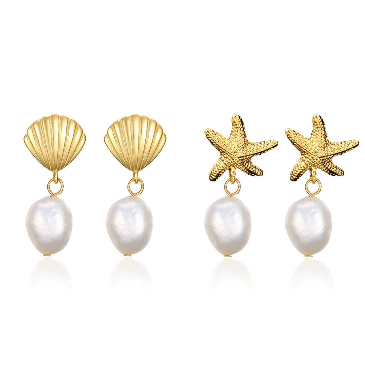 Starfish Earrings Gold Shell Dangle Earrings Women Beach Fashion Summer Beach Vacation Essentials Outfits for Women Beachy Ocean Jewelry Gifts