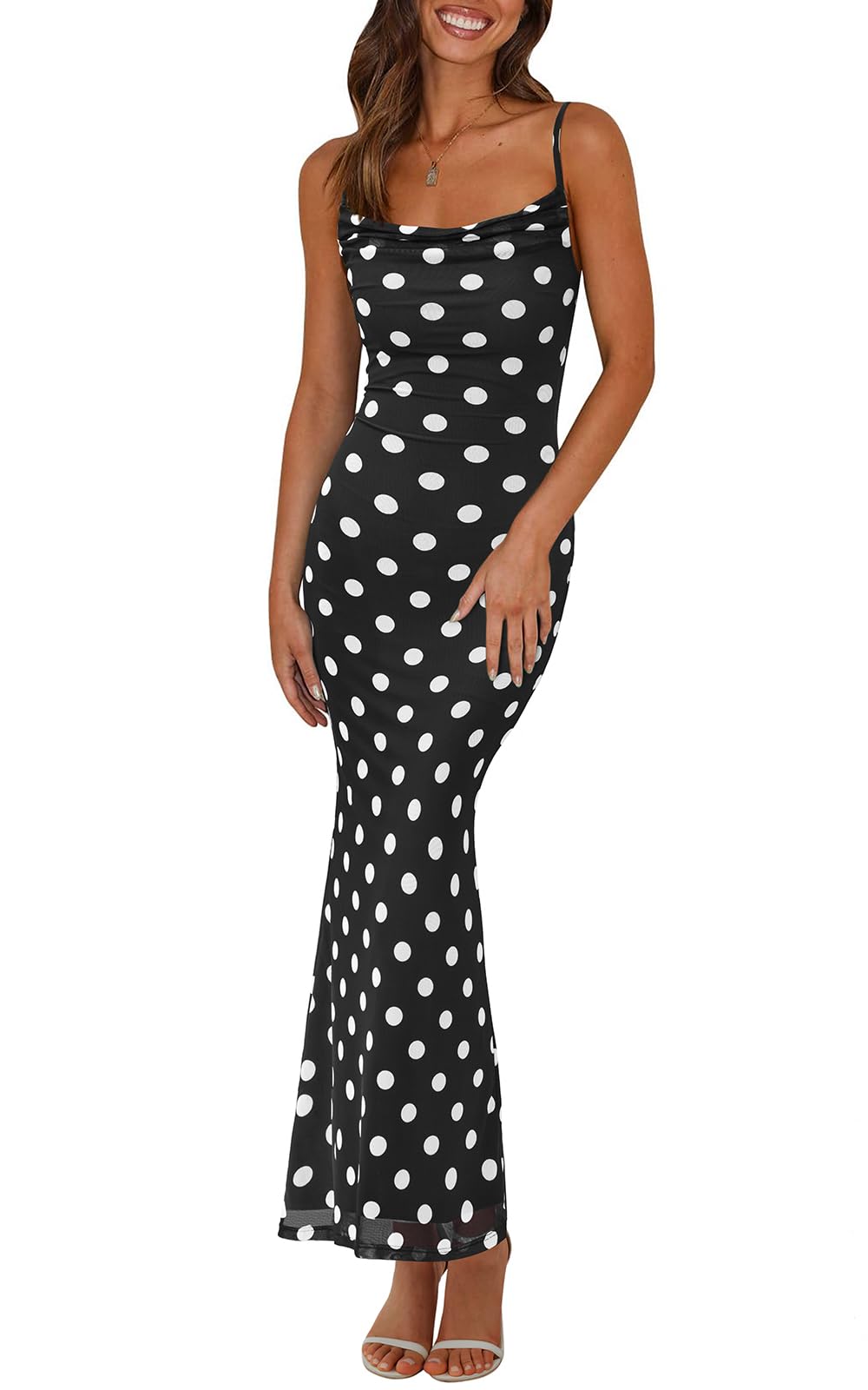 PRETTYGARDEN Women's 2026 Summer Floral Spaghetti Strap Maxi Dress Stretch Sexy Bodycon Dress Backless Slip Long Dresses