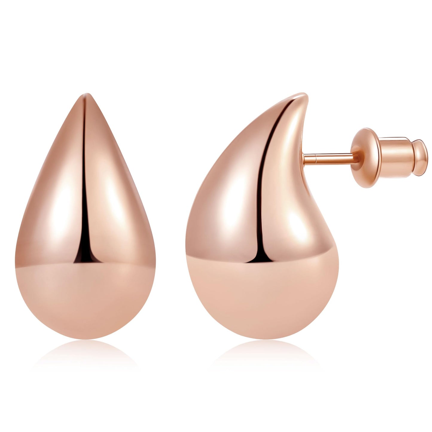 Teardrop Earrings for Women, 14K Gold Plated Chunky Drops | Hypoallergenic Chunky Drop Earrings with 925 Sterling Silver Post, Lightweight Puffy Teardrop Design, Jewelry Gift for Women